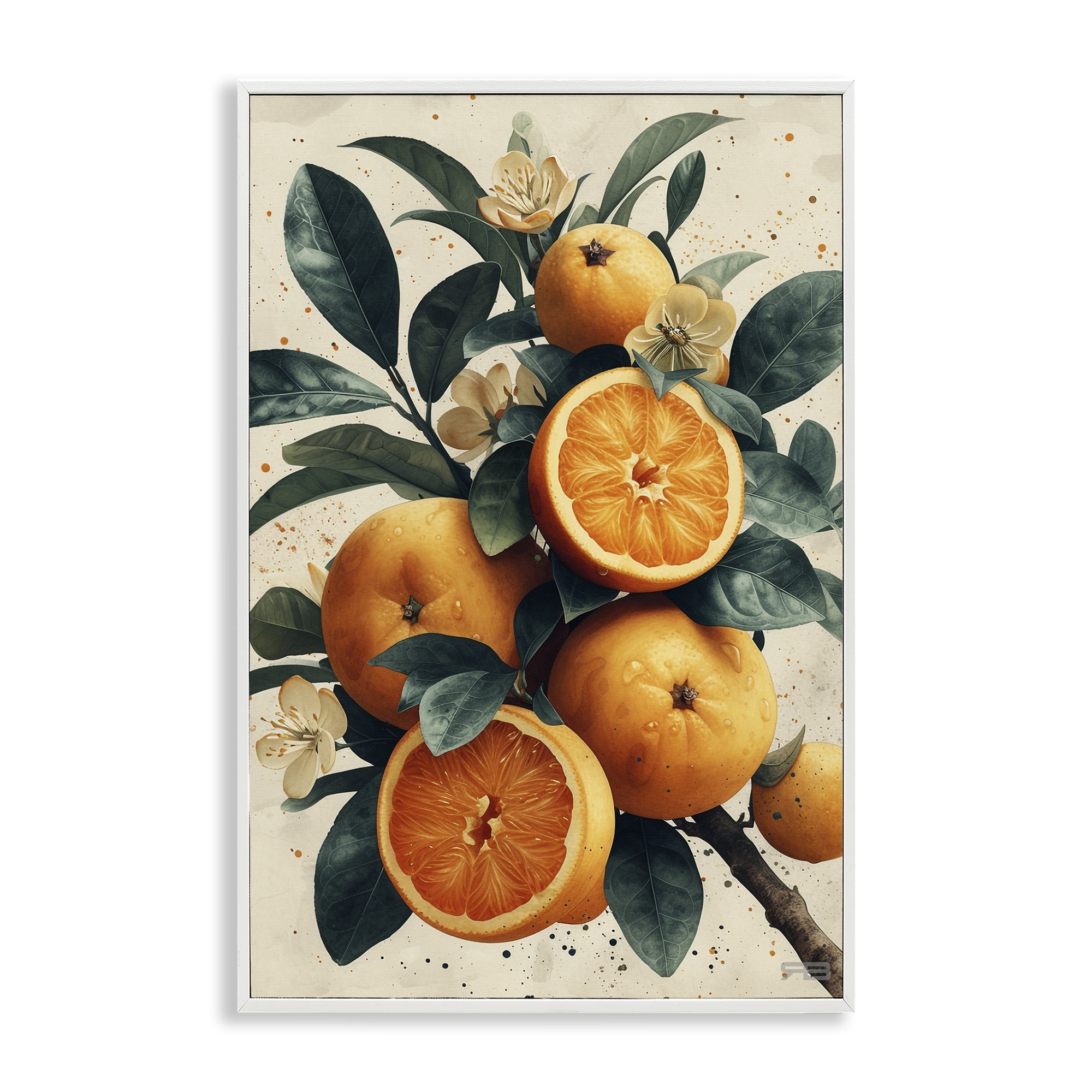 Stupell Industries Vibrant Citrus Branch Food & Beverage Painting White Framed Art Print Wall Art, 12 x 18