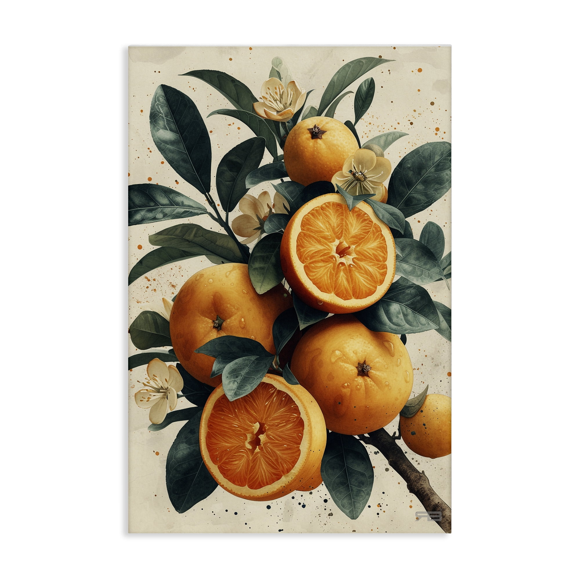 Stupell Industries Vibrant Citrus Branch Food & Beverage Painting Wrapped Canvas Art Print Wall Art, 16 x 24