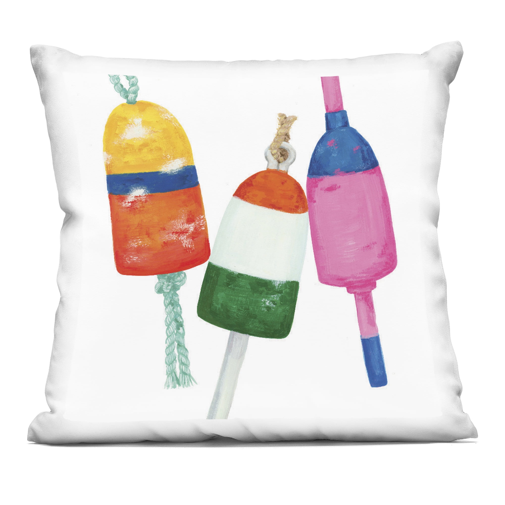 Stupell Industries Vibrant Coastal Buoys over White Decorative Printed Throw Pillow, design by 2021 Co., 18 x 7 x 18