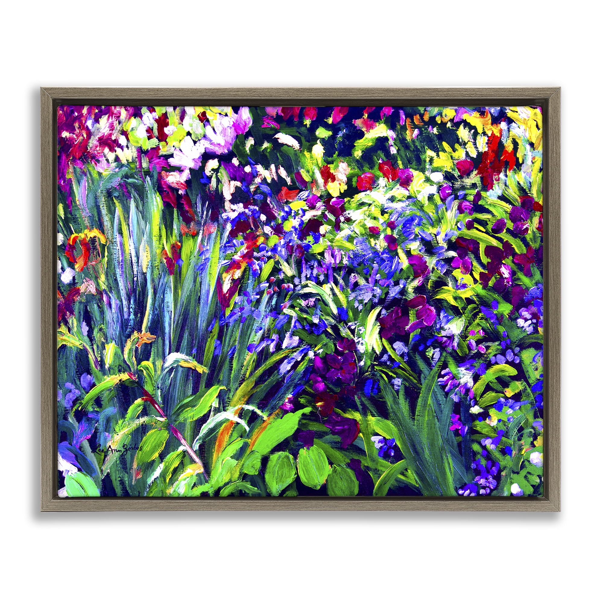 Stupell Industries Vibrant Confetti Garden Brown Framed Floater Canvas Wall Art, design by Lee Ann Zirbes