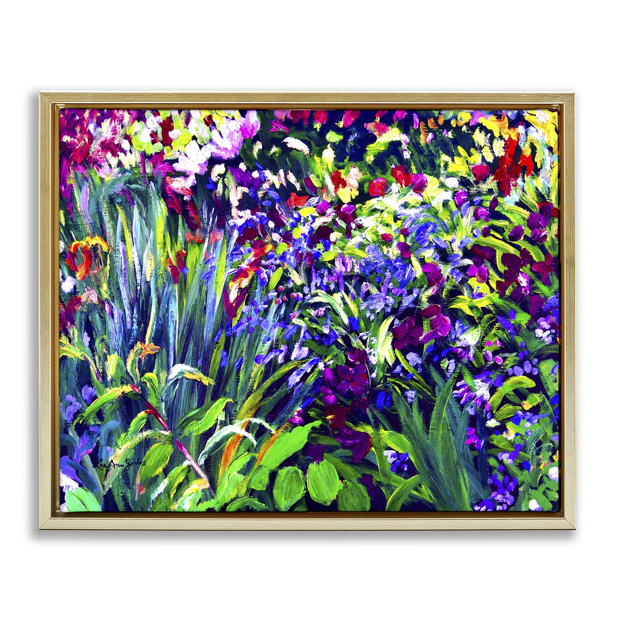 Stupell Industries Vibrant Confetti Garden Gold Framed Floater Canvas Wall Art, design by Lee Ann Zirbes