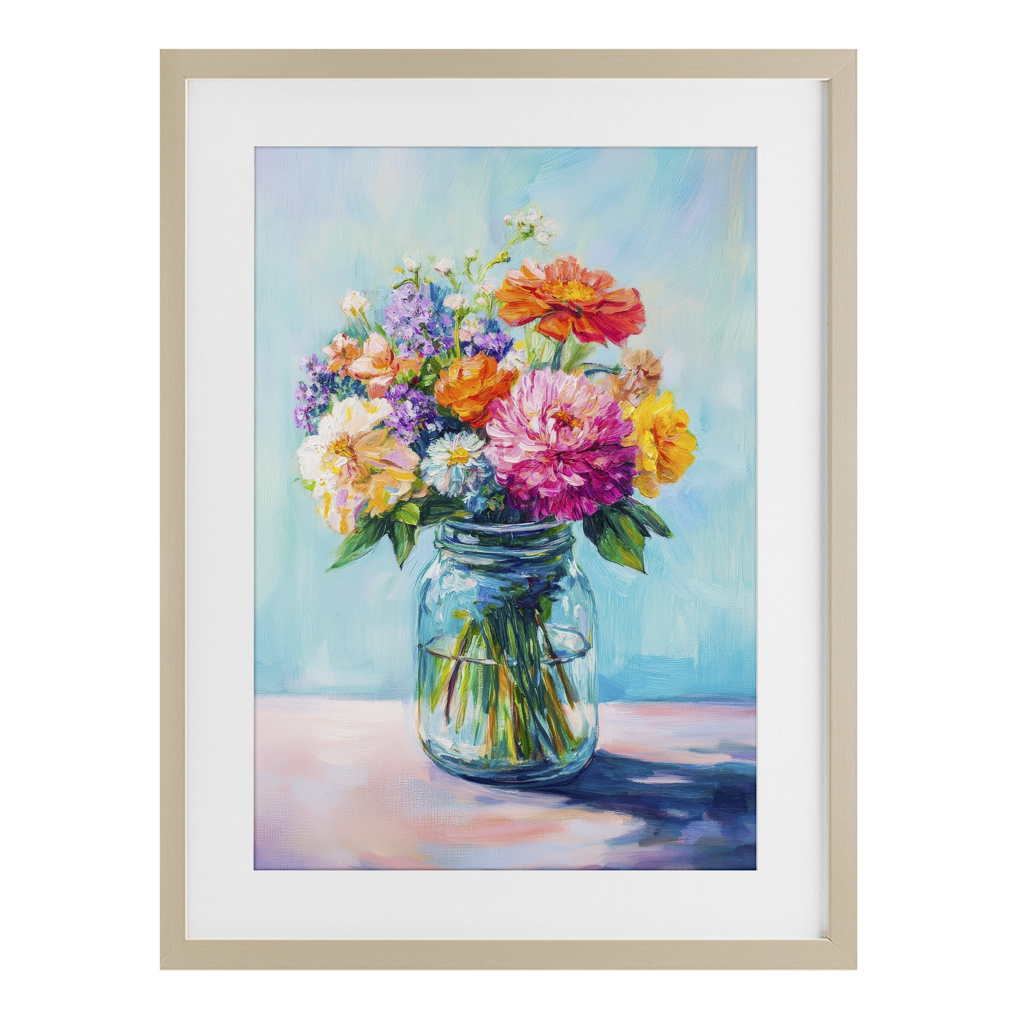 Stupell Industries Vibrant Country Jar Bouquet Birch Framed Print Under Glass, design by Petal Prints Design