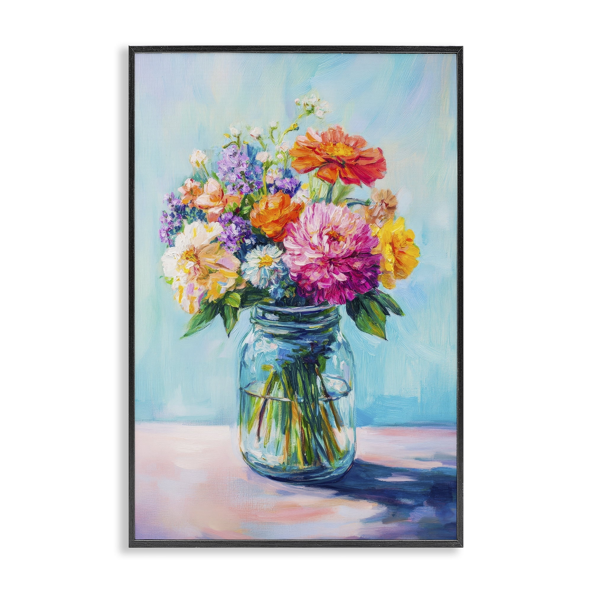 Stupell Industries Vibrant Country Jar Bouquet Black Framed Giclee Art, design by Petal Prints Design