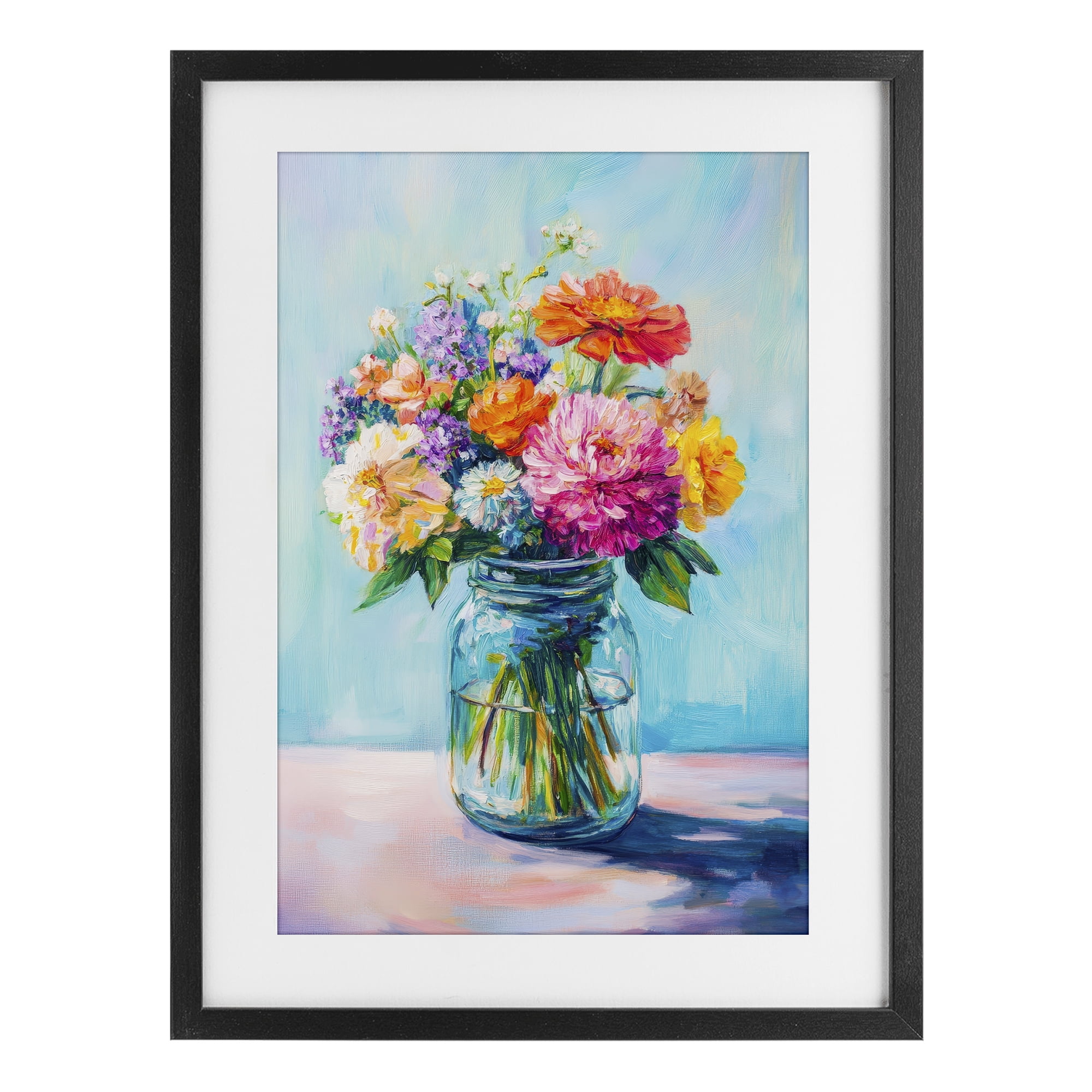 Stupell Industries Vibrant Country Jar Bouquet Black Framed Print Under Glass, design by Petal Prints Design