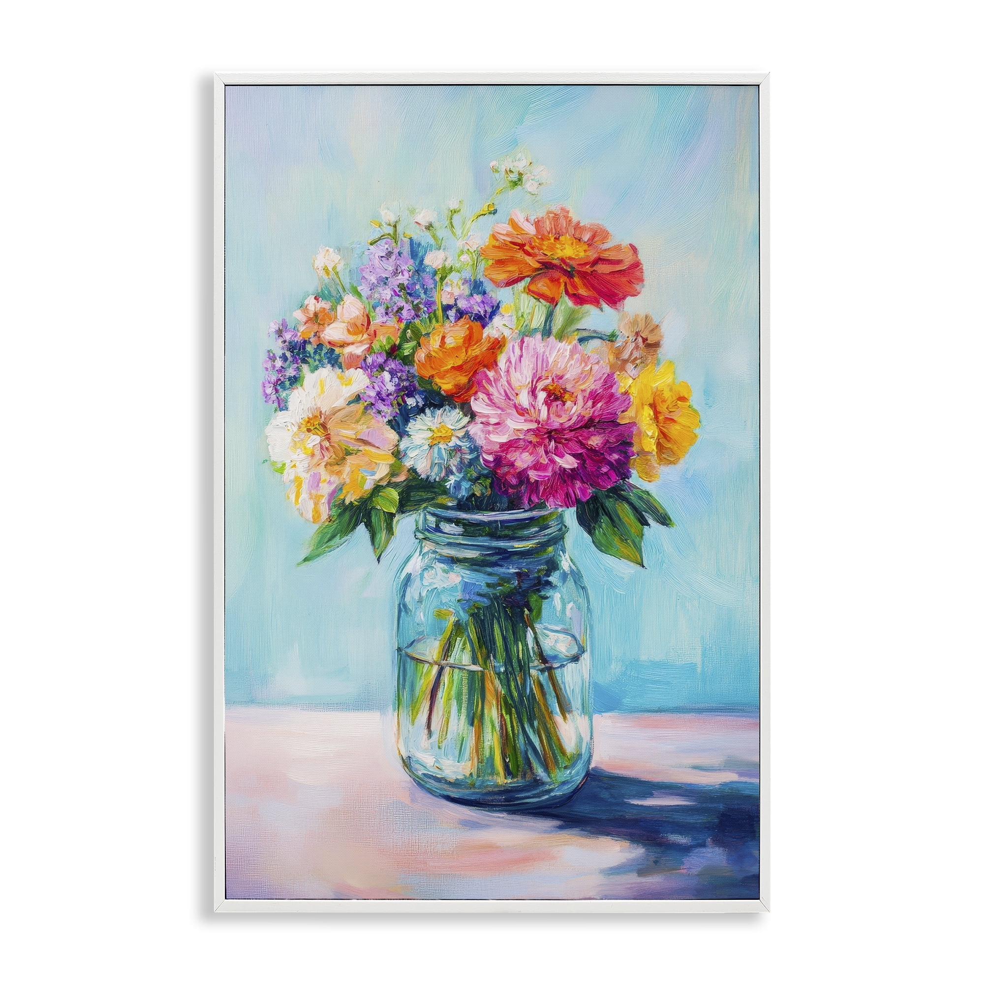 Stupell Industries Vibrant Country Jar Bouquet White Framed Giclee Art, design by Petal Prints Design