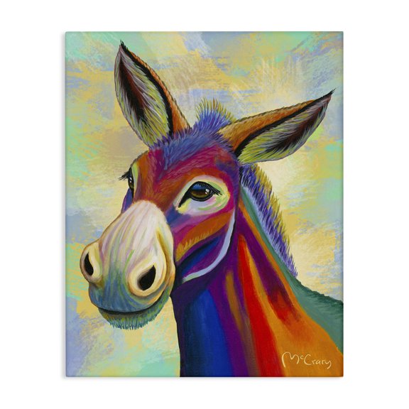Stupell Industries Vibrant Donkey Expression Animals Painting Wrapped Canvas Canvas Art Print Wall Art, 16 x 20