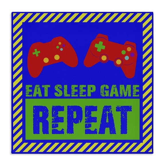 Stupell Industries Vibrant Eat Sleep Game Repeat Canvas Wall Art, design by Marcus Prime