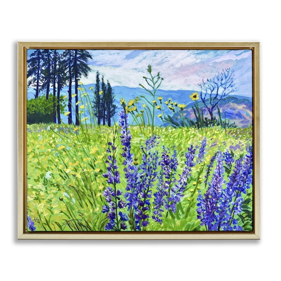 Vibrant Elevation Blooms Gold Floating Frame Canvas Art, 21 x 17, Made In USA