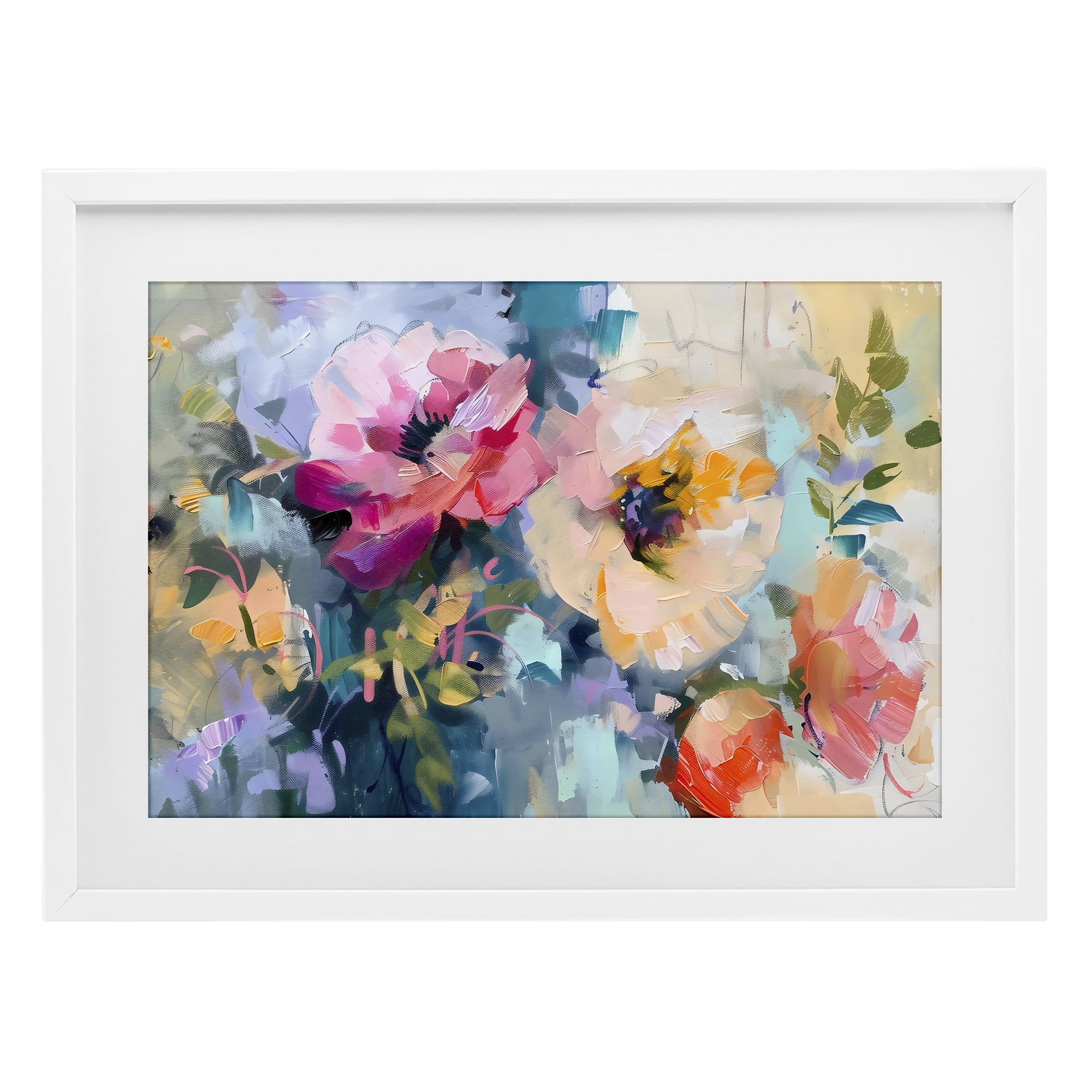 Stupell Industries Vibrant Florals Brushed Abstract White Framed Print Under Glass, design by Creative Studio