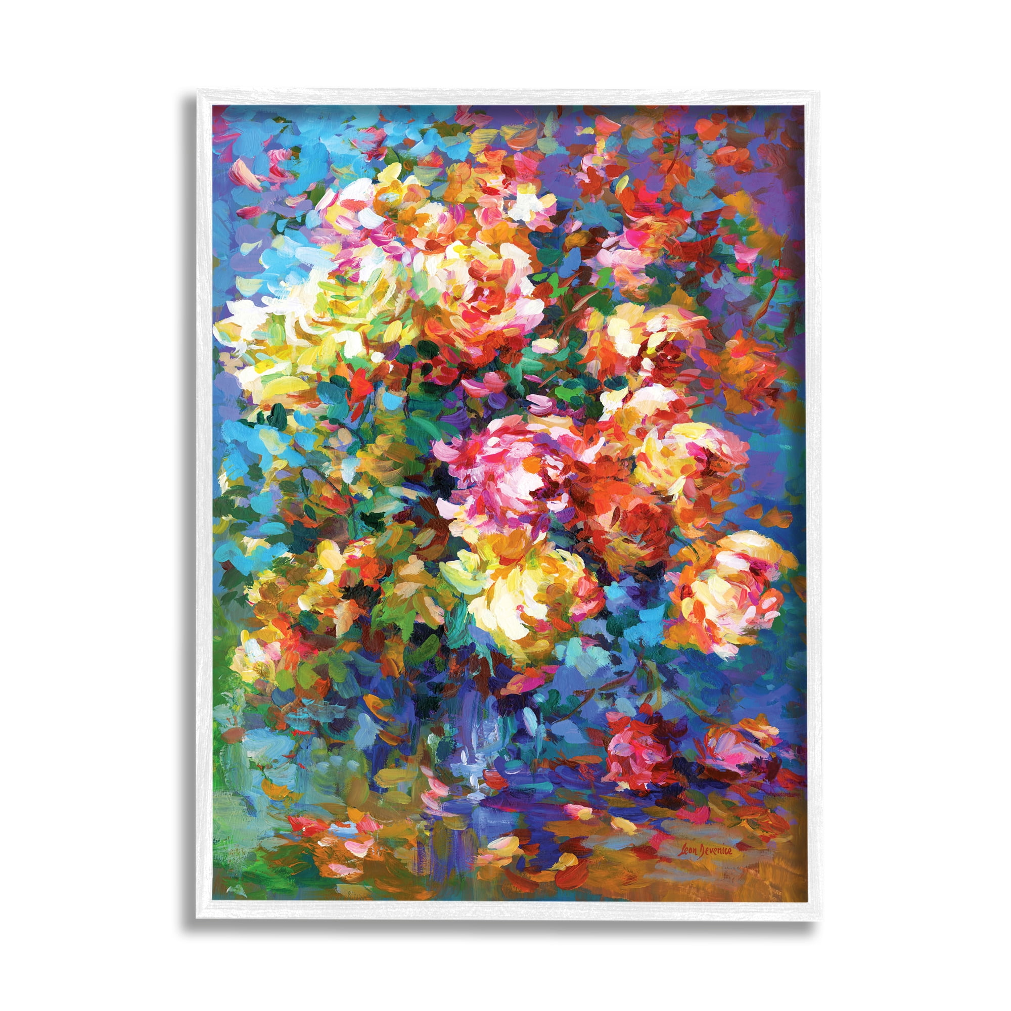 Stupell Industries Vibrant Flowers in a Vase Botanical & Floral Painting White Framed Art Print Wall Art, 16 x 20