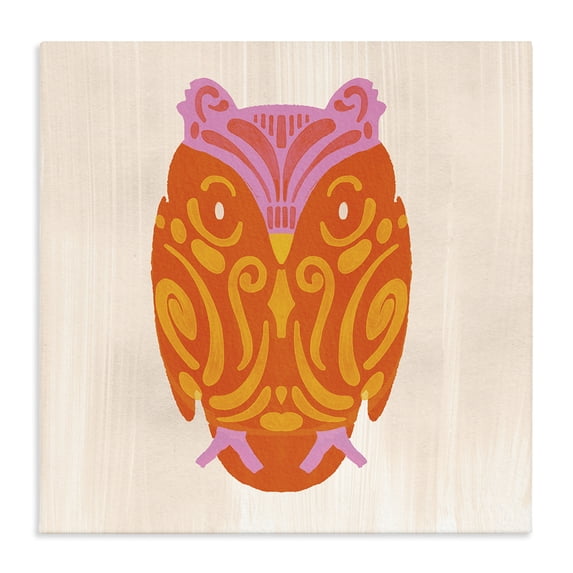Stupell Industries Eclectic Vibrant Folk Owl Motif Canvas Art, 17 x 17, by The Paper Curator