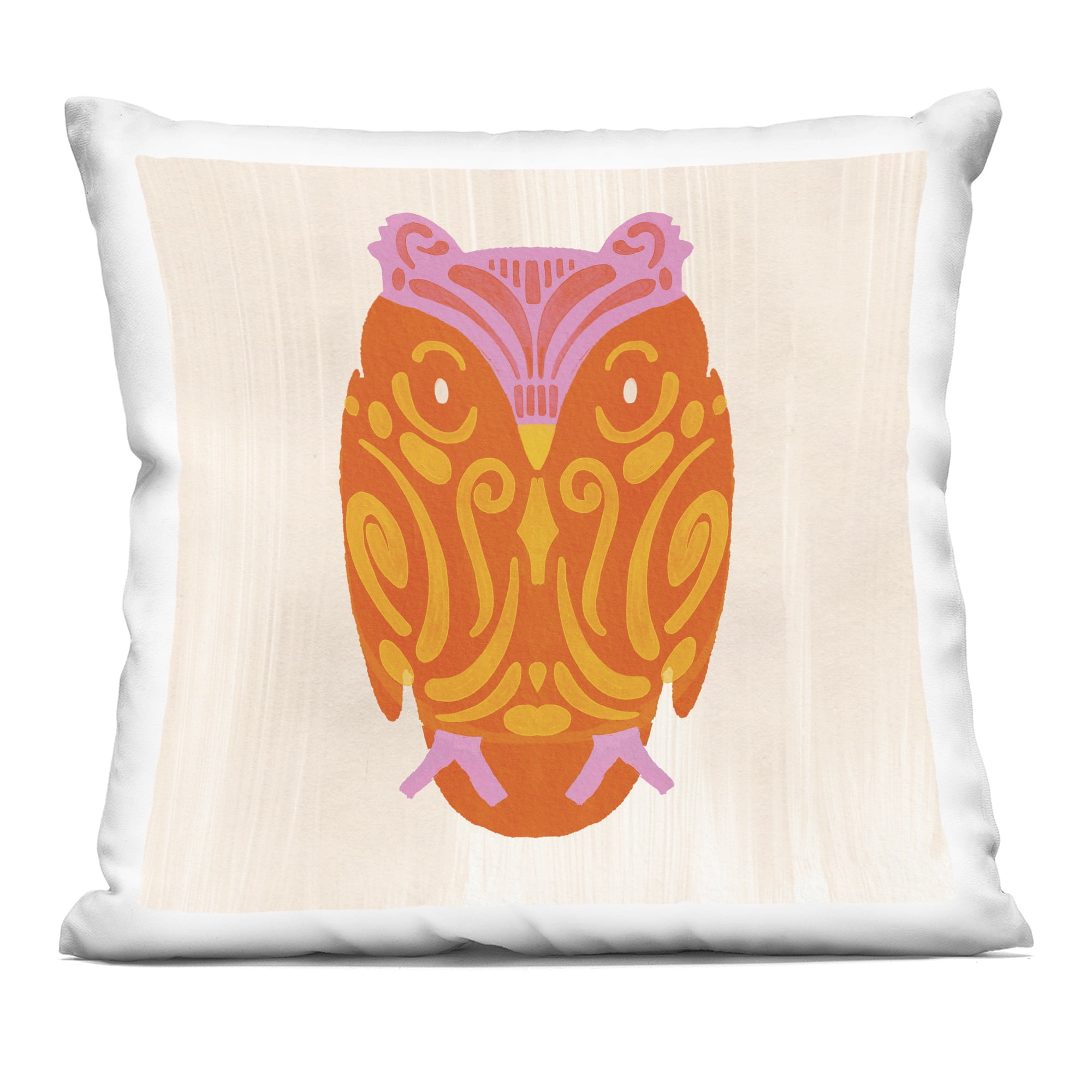 Stupell Industries Vibrant Folk Owl Motif Decorative Printed Throw Pillow, design by The Paper Curator, 18 x 7 x 18