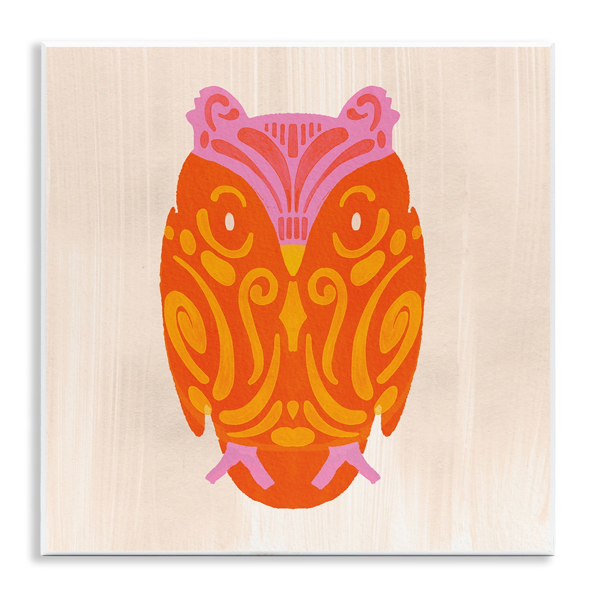 Stupell Industries Vibrant Folk Owl Motif Wall Plaque Art, design by The Paper Curator
