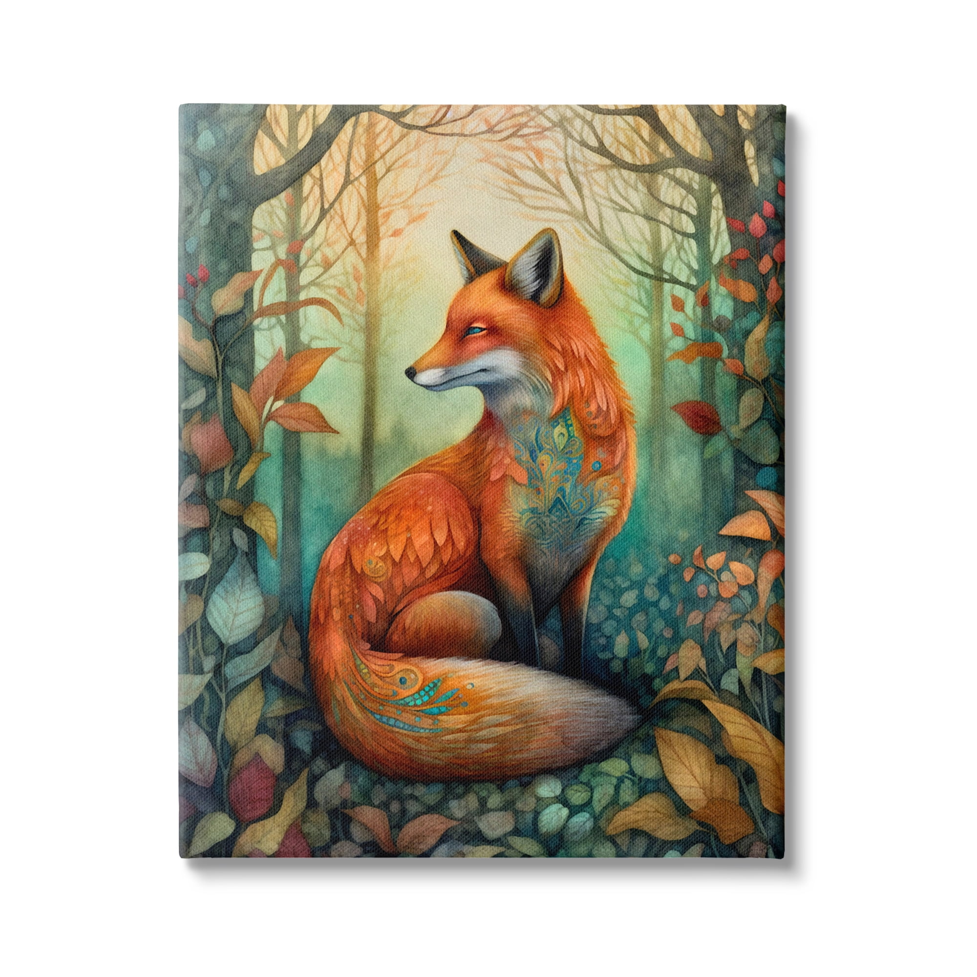 Stupell Industries Vibrant Fox in Forest Foliage Animals & Insects Painting Gallery Wrapped Canvas Art Print Wall Art, 16 x 20