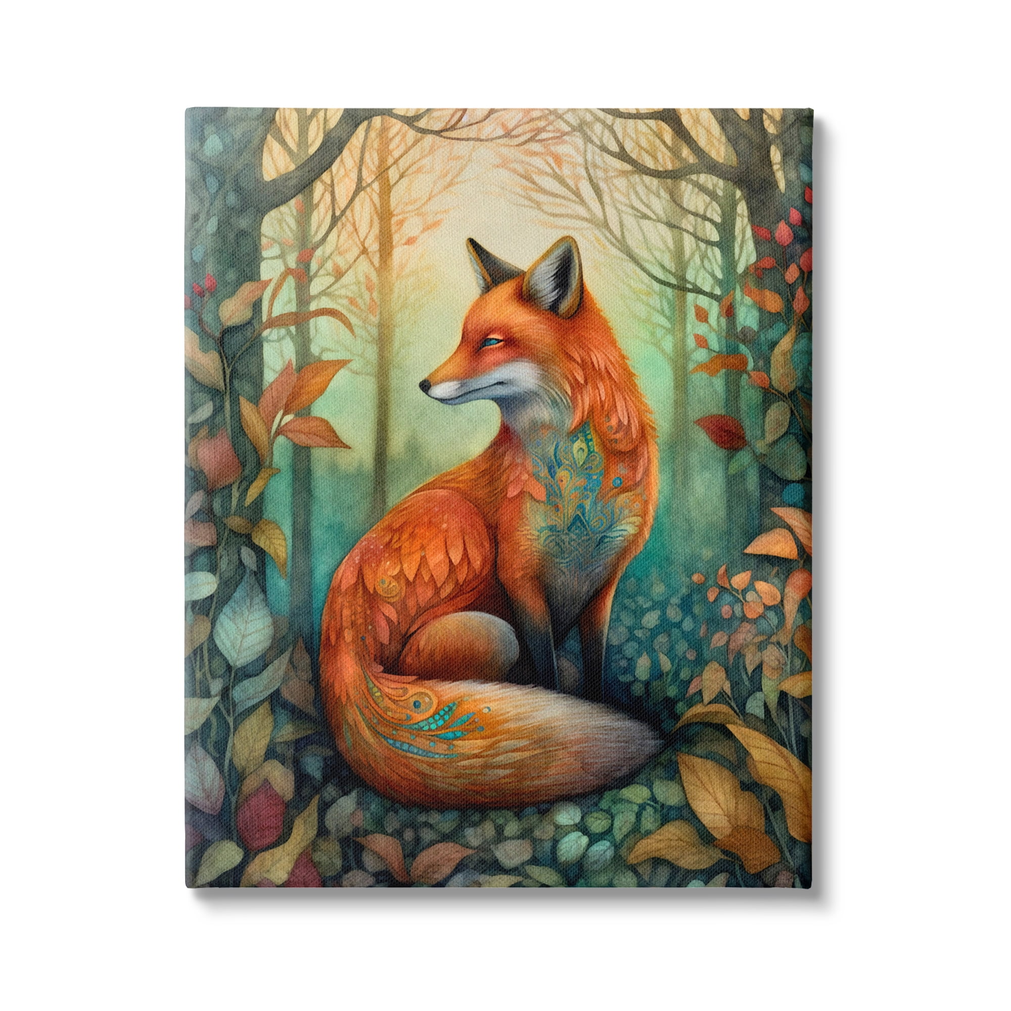 Stupell Industries Vibrant Fox in Forest Foliage Animals & Insects Painting Gallery Wrapped Canvas Art Print Wall Art, 24 x 30