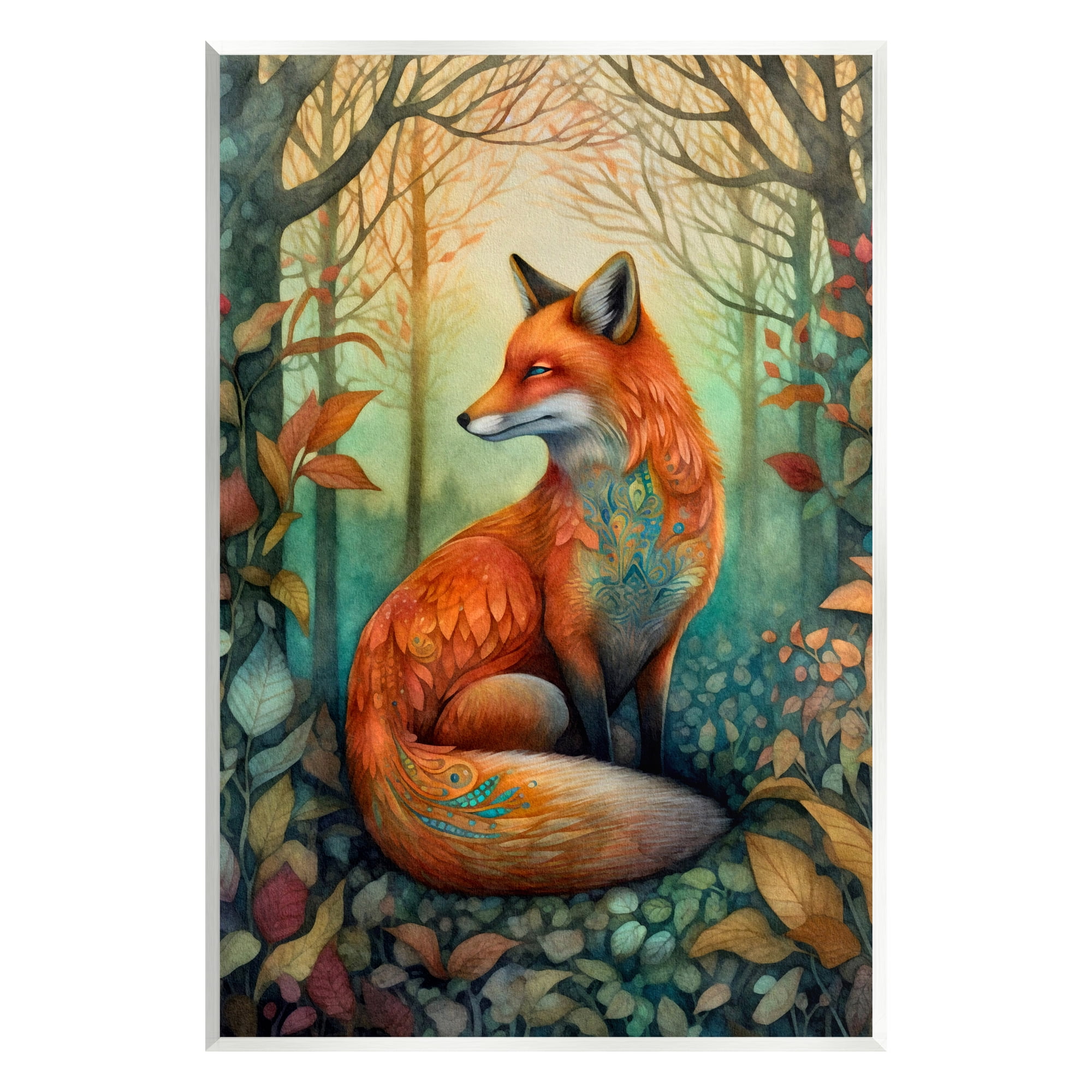 Stupell Industries Vibrant Fox in Forest Foliage Animals & Insects Painting Unframed Art Print Wall Art, 13 x 19