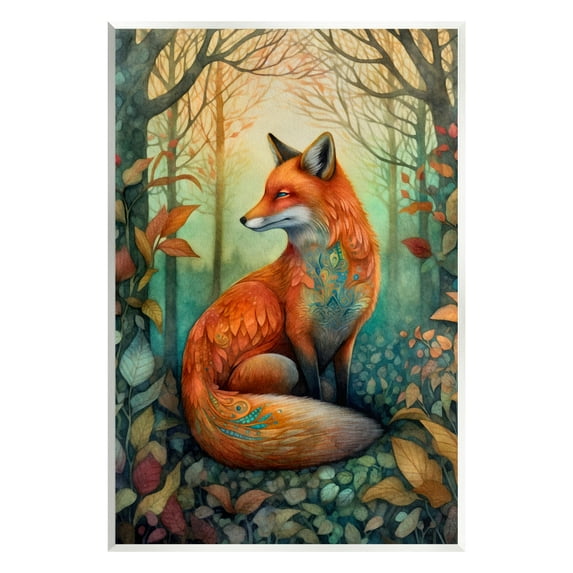 Stupell Industries Vibrant Fox in Forest Foliage Animals & Insects Painting Unframed Art Print Wall Art, 13 x 19