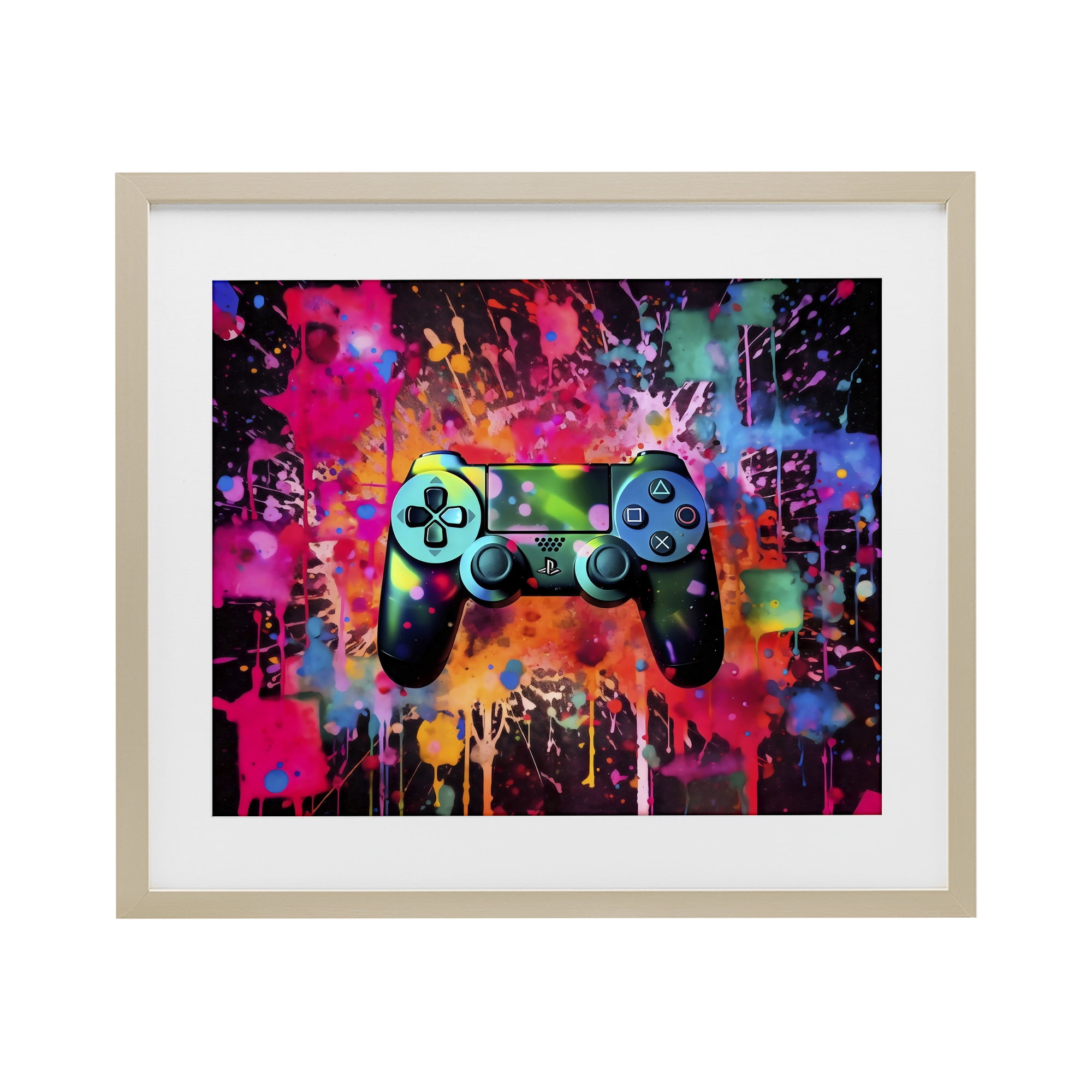 Stupell Industries Vibrant Gamepad Burst Birch Framed Print Under Glass, design by Creative Studio