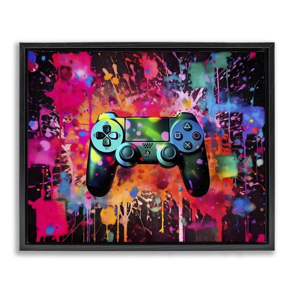 Stupell Industries Contemporary Vibrant Gamepad Burst Black Floating Frame Canvas Art, 21 x 17, by Creative Studio