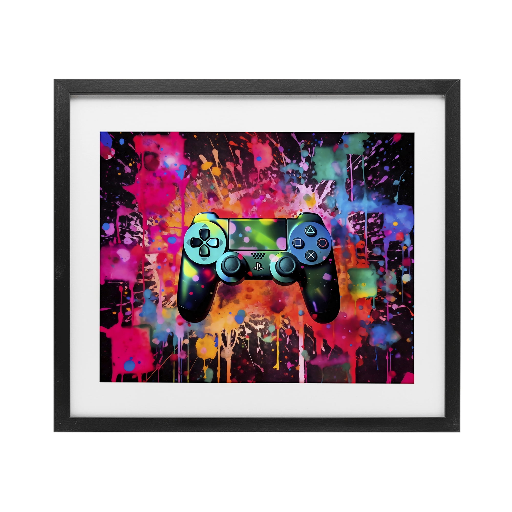 Stupell Industries Vibrant Gamepad Burst Black Framed Print Under Glass, design by Creative Studio