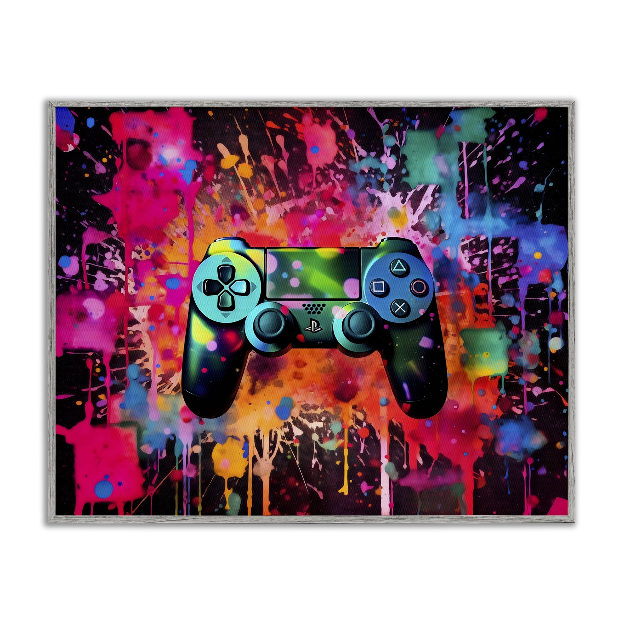 Stupell Industries Vibrant Gamepad Burst Gray Framed Giclee Art, design by Creative Studio