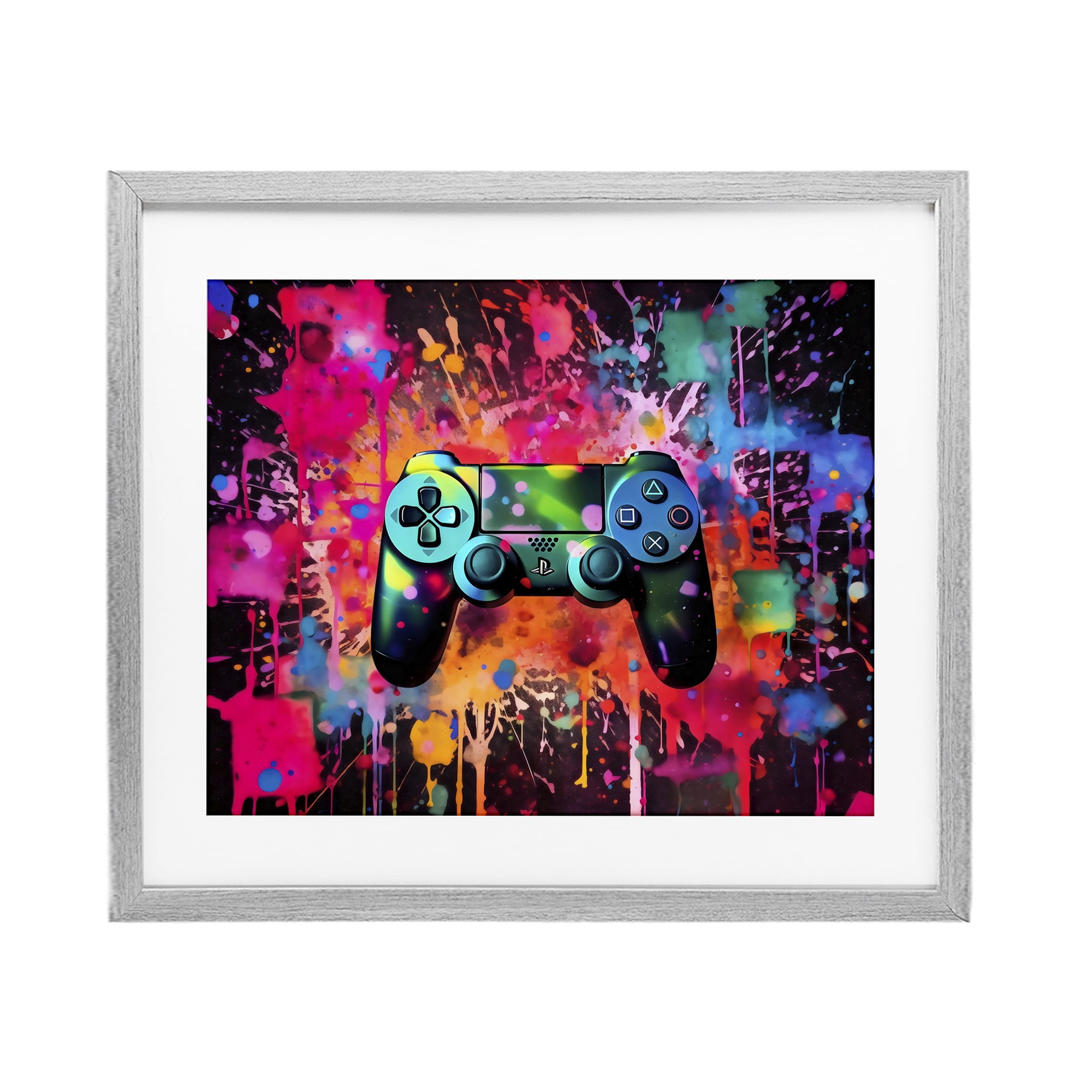 Stupell Industries Vibrant Gamepad Burst Gray Framed Print Under Glass, design by Creative Studio