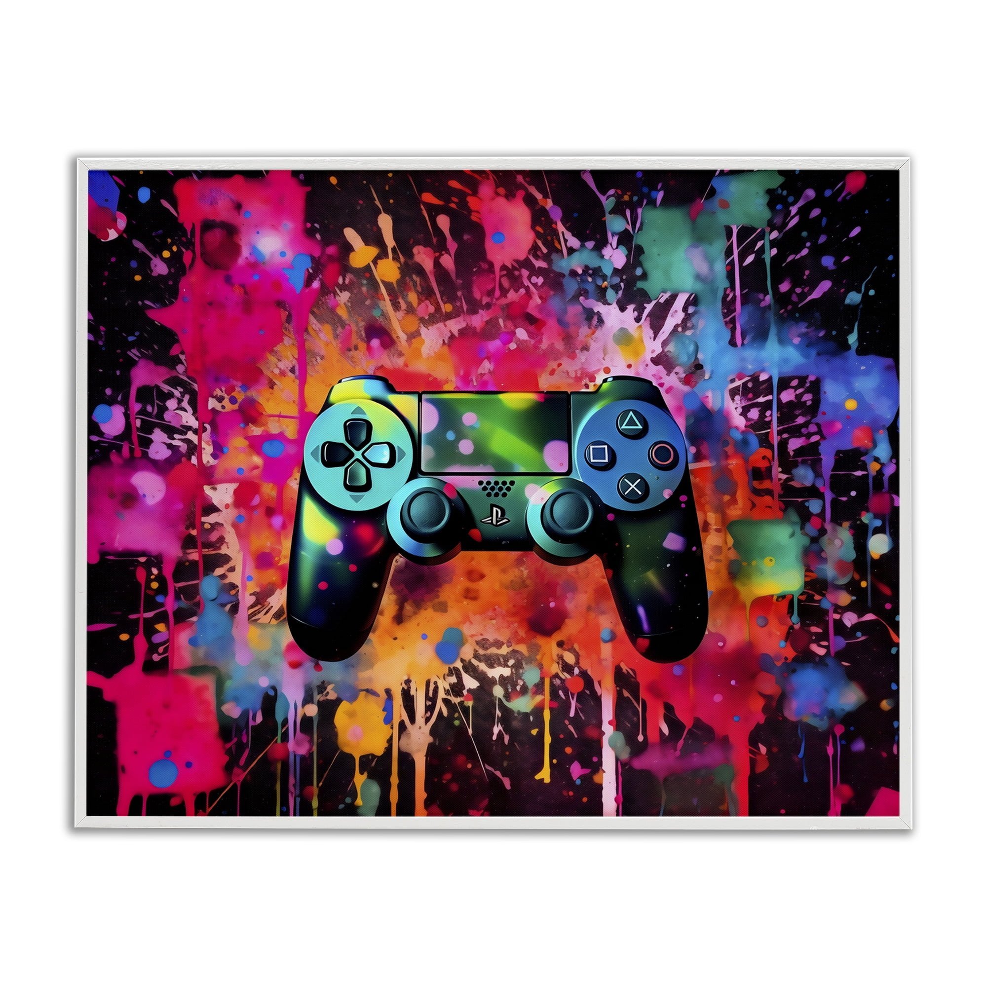 Stupell Industries Vibrant Gamepad Burst White Framed Giclee Art, design by Creative Studio