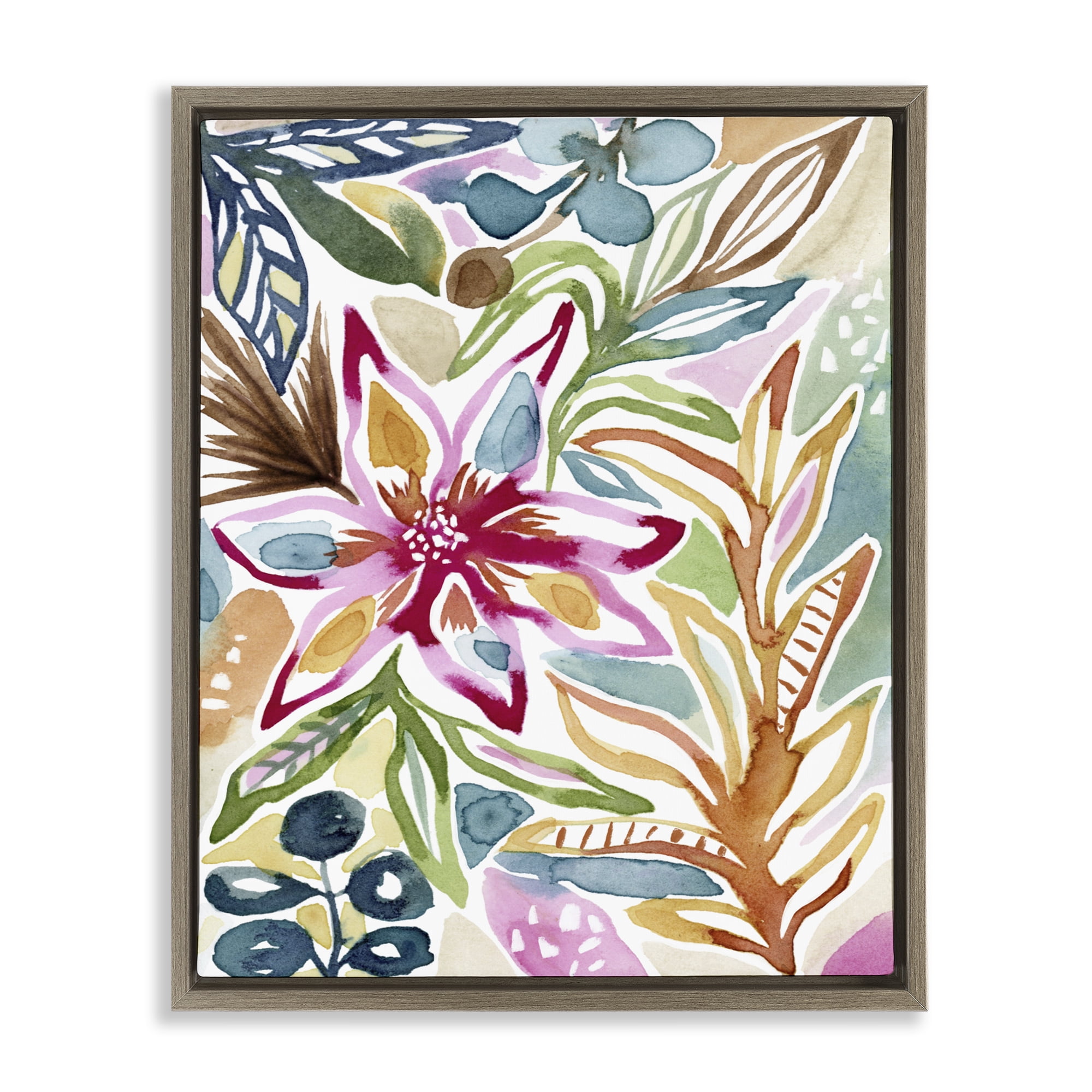 Stupell Industries Vibrant Garden Impressions Brown Framed Floater Canvas Wall Art, design by Lisa Nohren