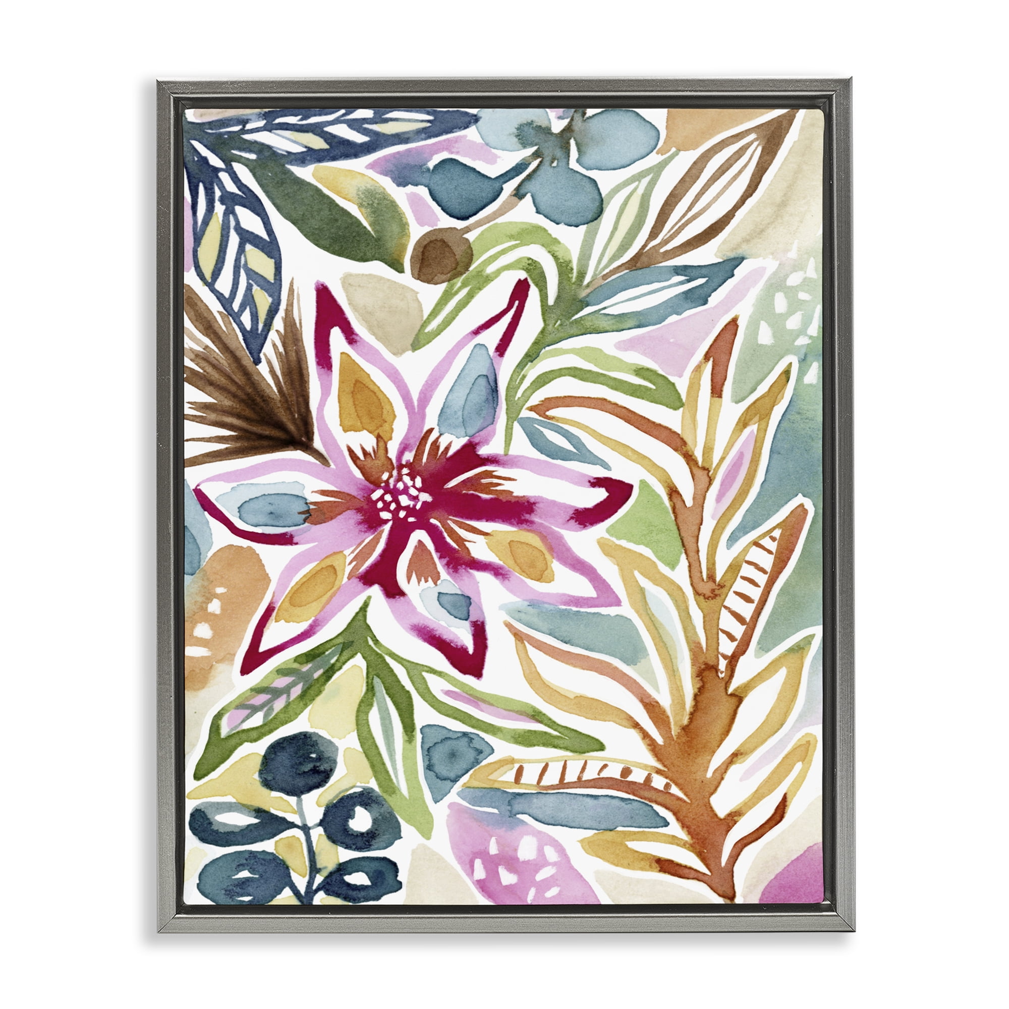 Stupell Industries Vibrant Garden Impressions Gray Framed Floater Canvas Wall Art, design by Lisa Nohren