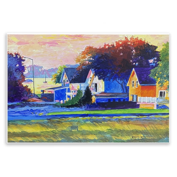 Stupell Industries Vibrant Gloucester Houses Landscape & Nature Painting Unframed Art Print Wall Art, 15 x 10