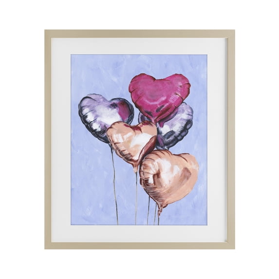 Stupell Industries Eclectic Vibrant Heart Balloons Birch Framed Print Under Glass, 17 x 21, by Michael Willett