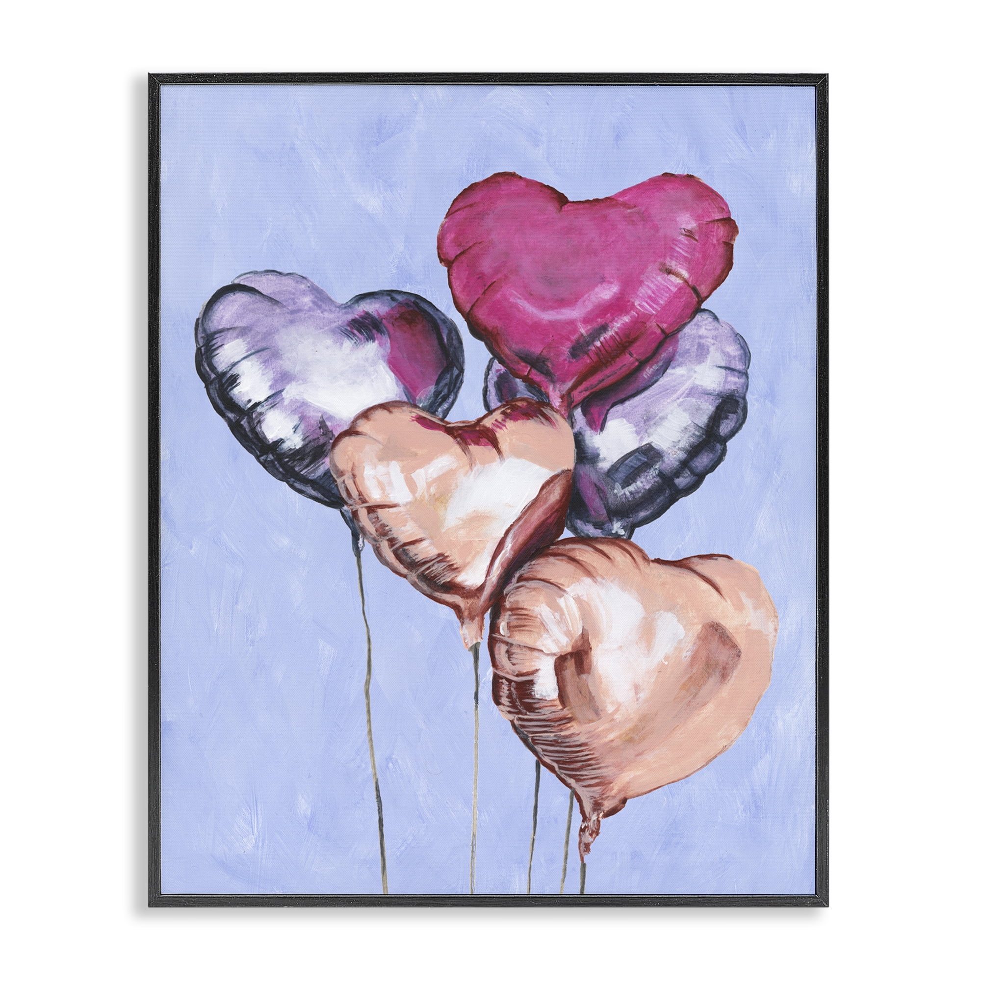 Stupell Industries Vibrant Heart Balloons Black Framed Giclee Art, design by Michael Willett