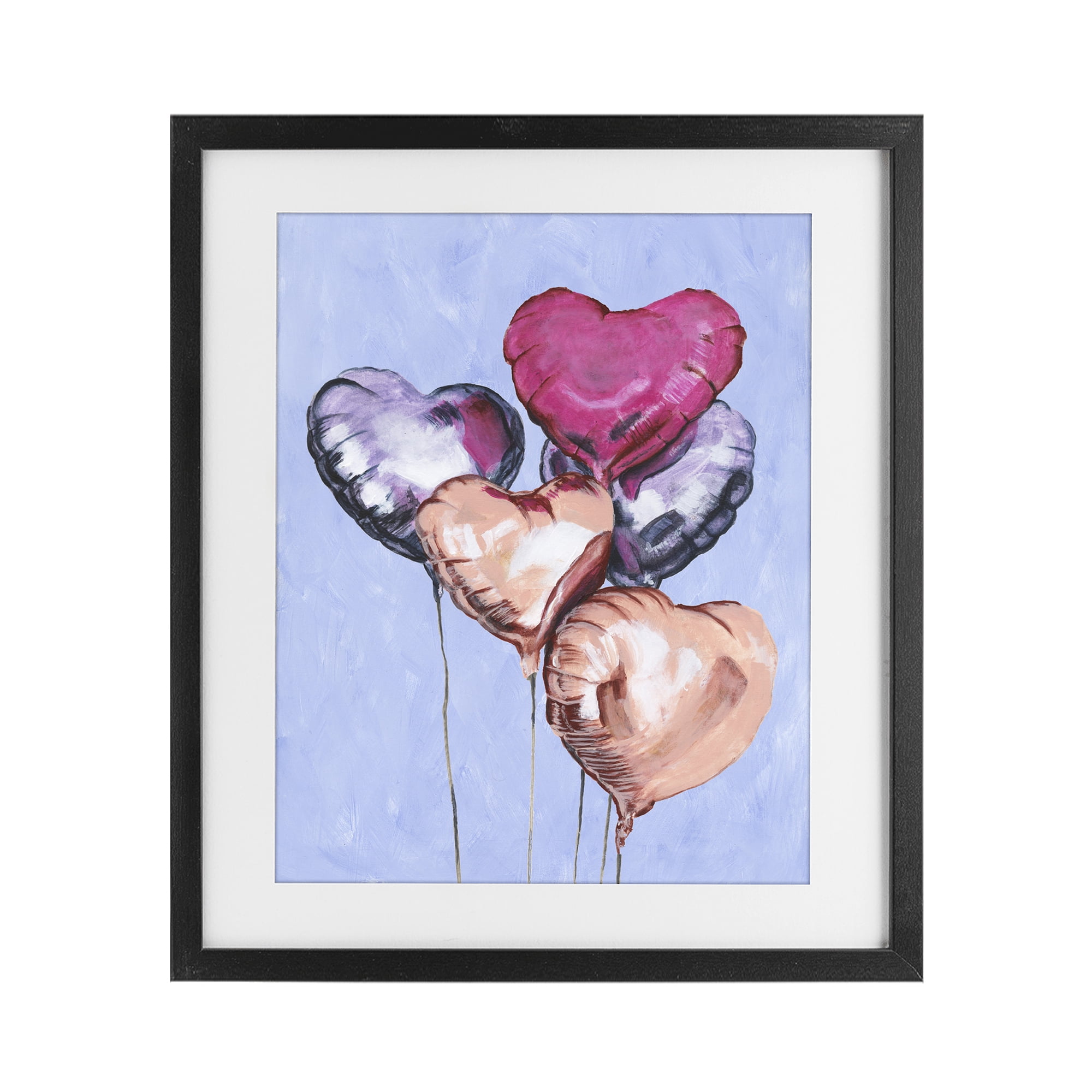 Stupell Industries Vibrant Heart Balloons Black Framed Print Under Glass, design by Michael Willett