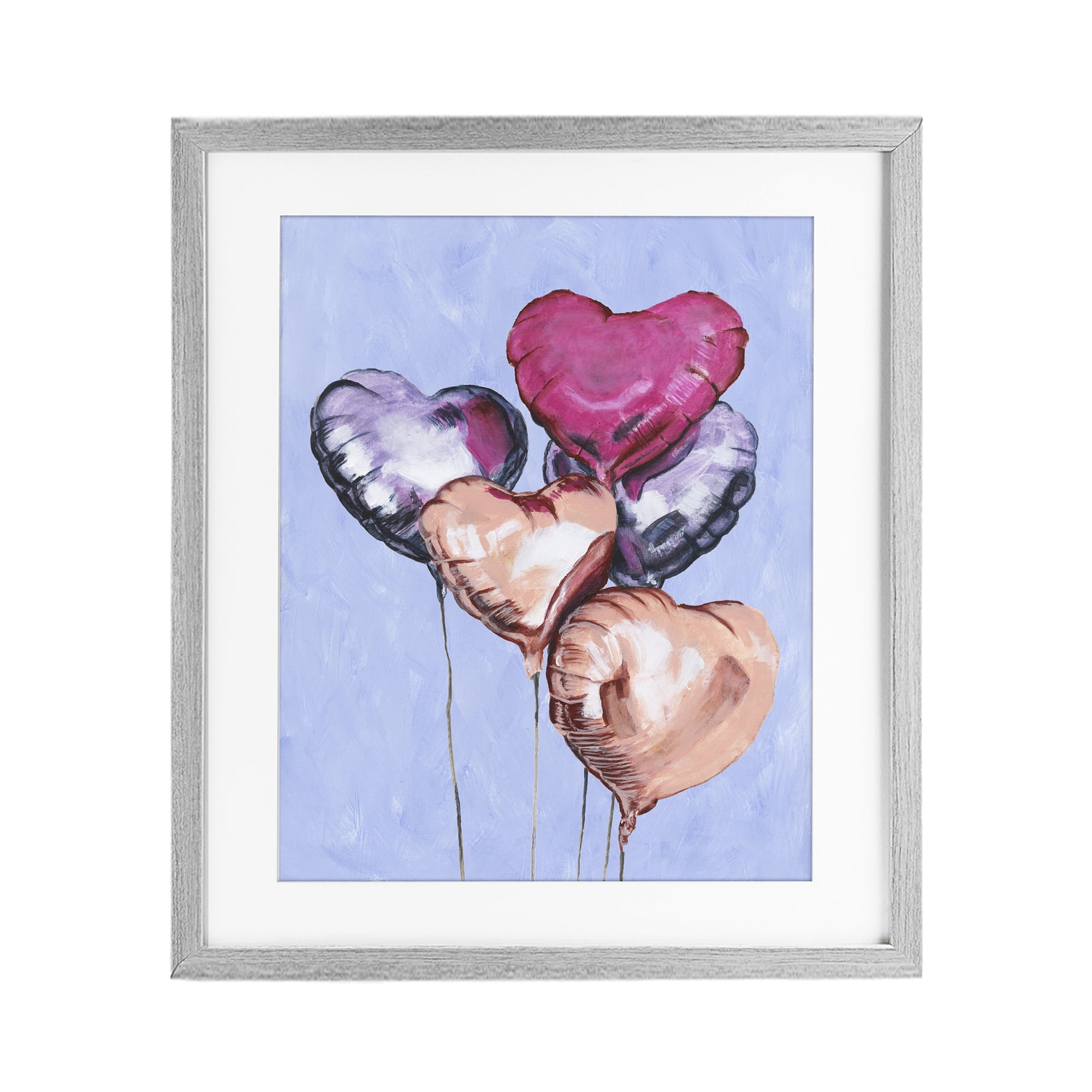 Stupell Industries Vibrant Heart Balloons Gray Framed Print Under Glass, design by Michael Willett