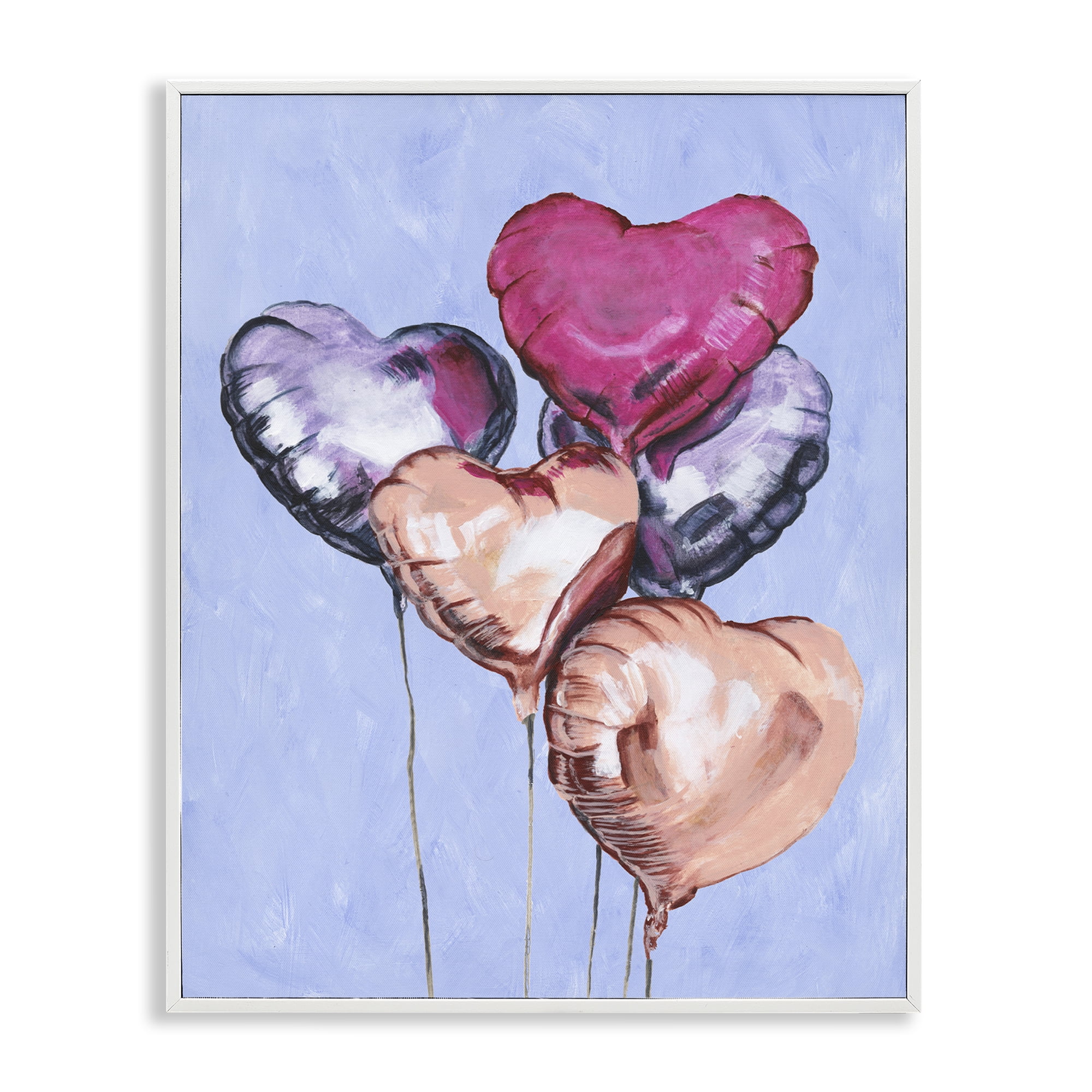 Stupell Industries Vibrant Heart Balloons White Framed Giclee Art, design by Michael Willett