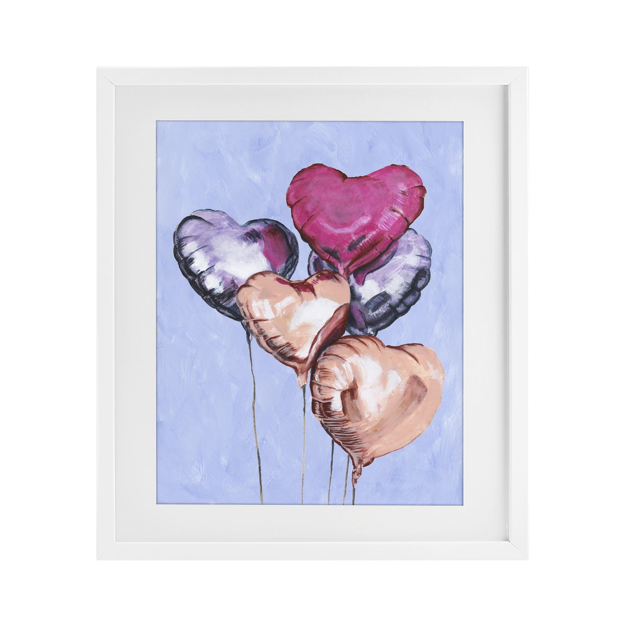 Stupell Industries Vibrant Heart Balloons White Framed Print Under Glass, design by Michael Willett
