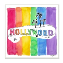 Stupell Industries Vibrant Hollywood Hills Watercolor Rainbow Text Wall Plaque by Mark Higden