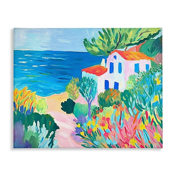 Stupell Industries Vibrant House On The Beach Canvas Wall Art design by Ramona Murdock, 24 x 30