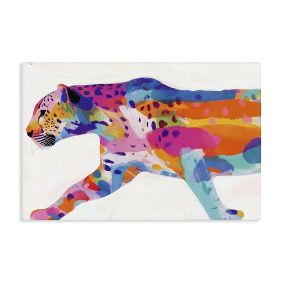 Stupell Industries Vibrant Hued Cheetah In Motion Canvas Wall Art, design by Chromatic Storm Studio