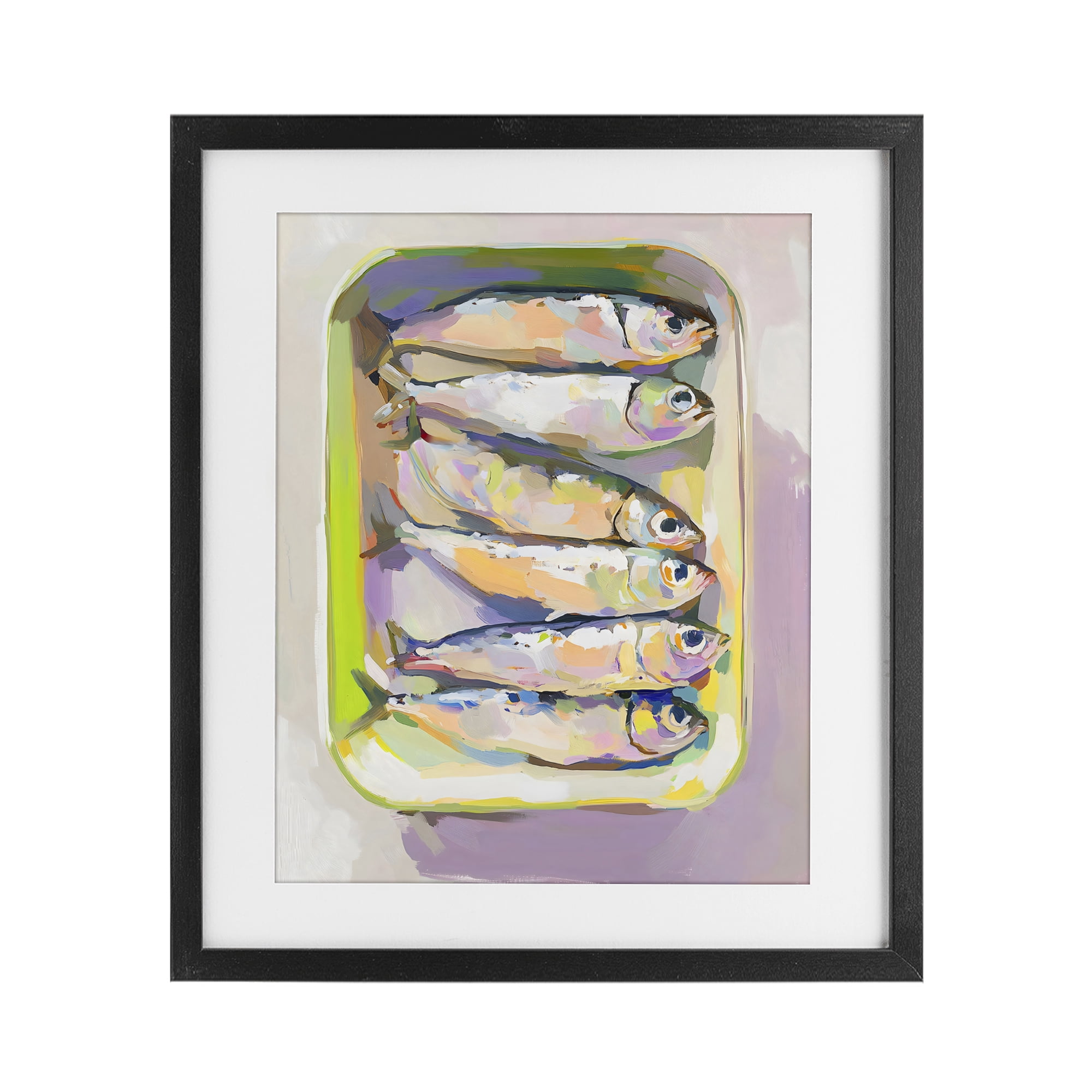Stupell Industries Vibrant Hued Sardines Black Framed Print Under Glass, design by The Prints Vibe