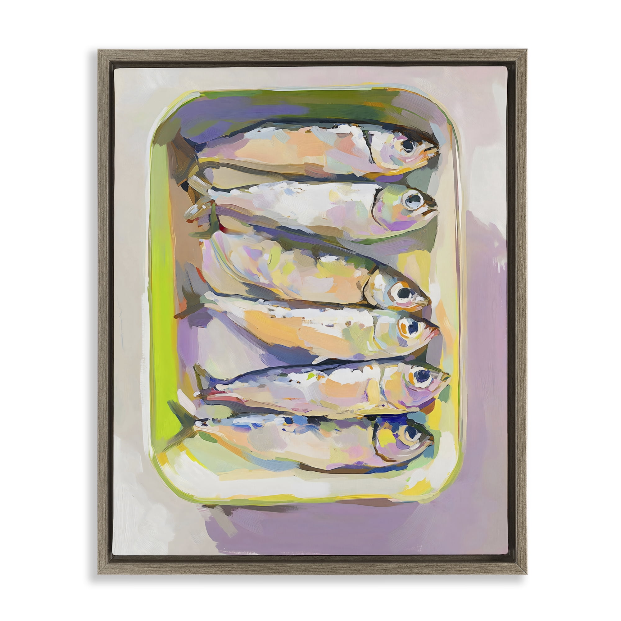 Stupell Industries Vibrant Hued Sardines Brown Framed Floater Canvas Wall Art, design by The Prints Vibe