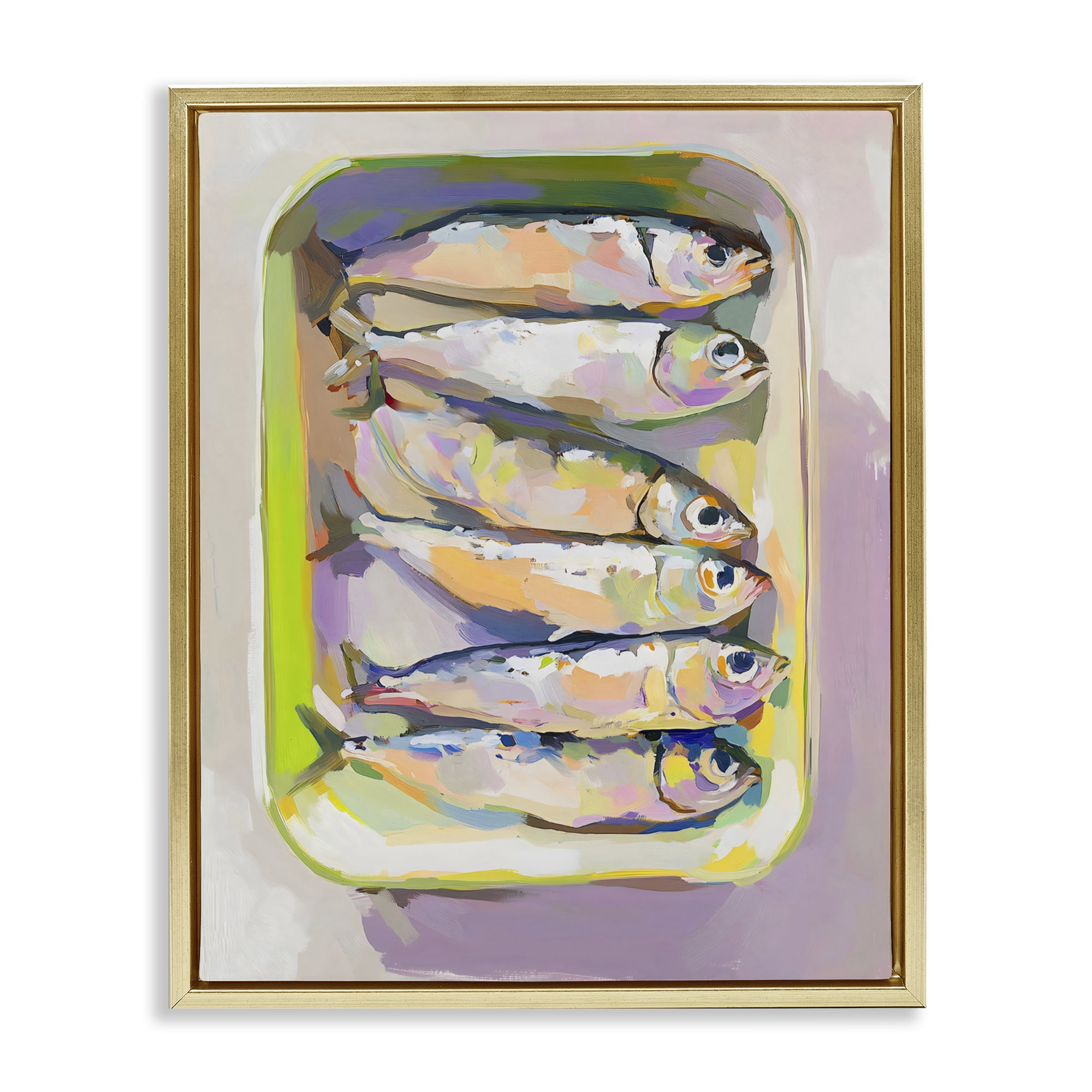 Stupell Industries Vibrant Hued Sardines Gold Framed Floater Canvas Wall Art, design by The Prints Vibe
