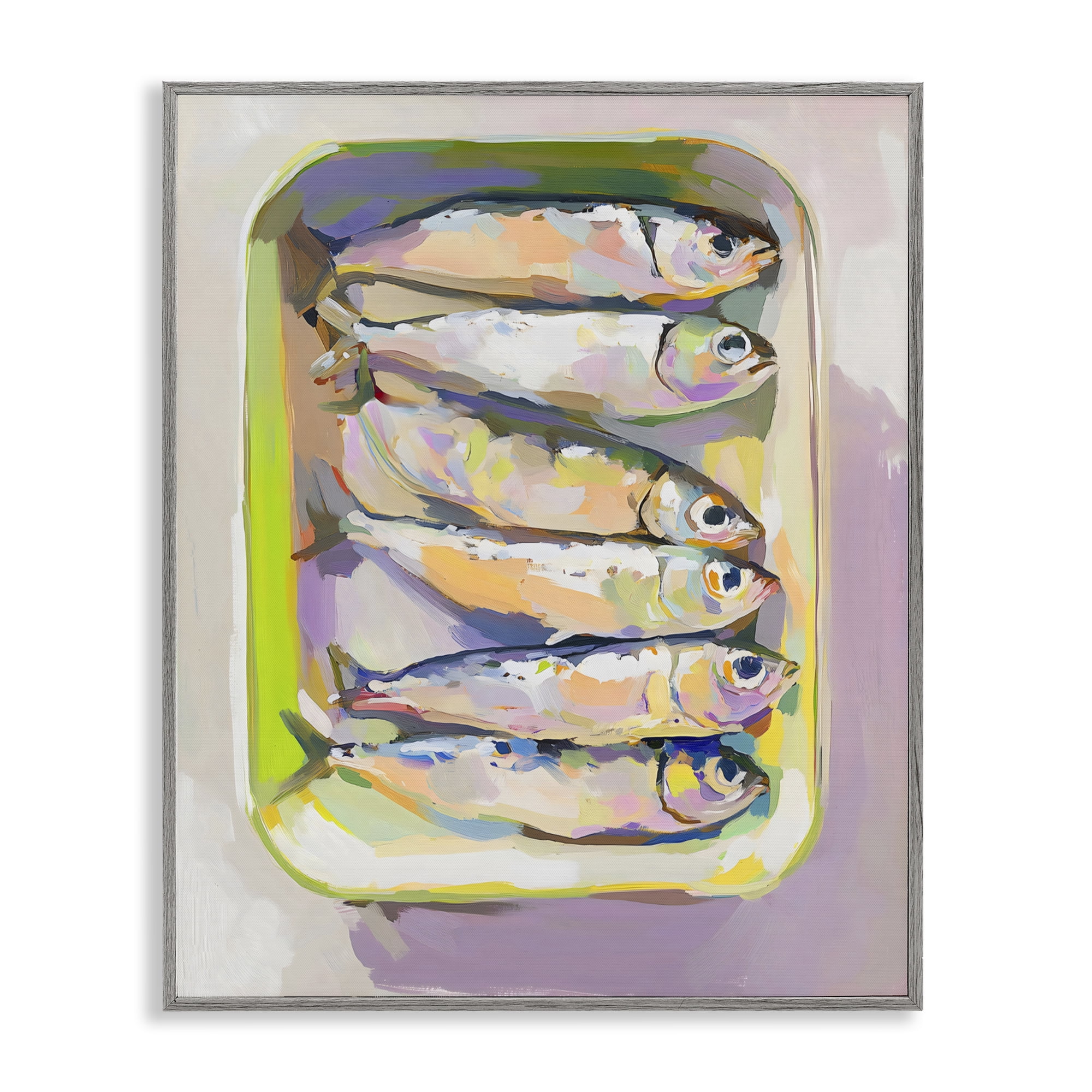 Stupell Industries Vibrant Hued Sardines Gray Framed Giclee Art, design by The Prints Vibe