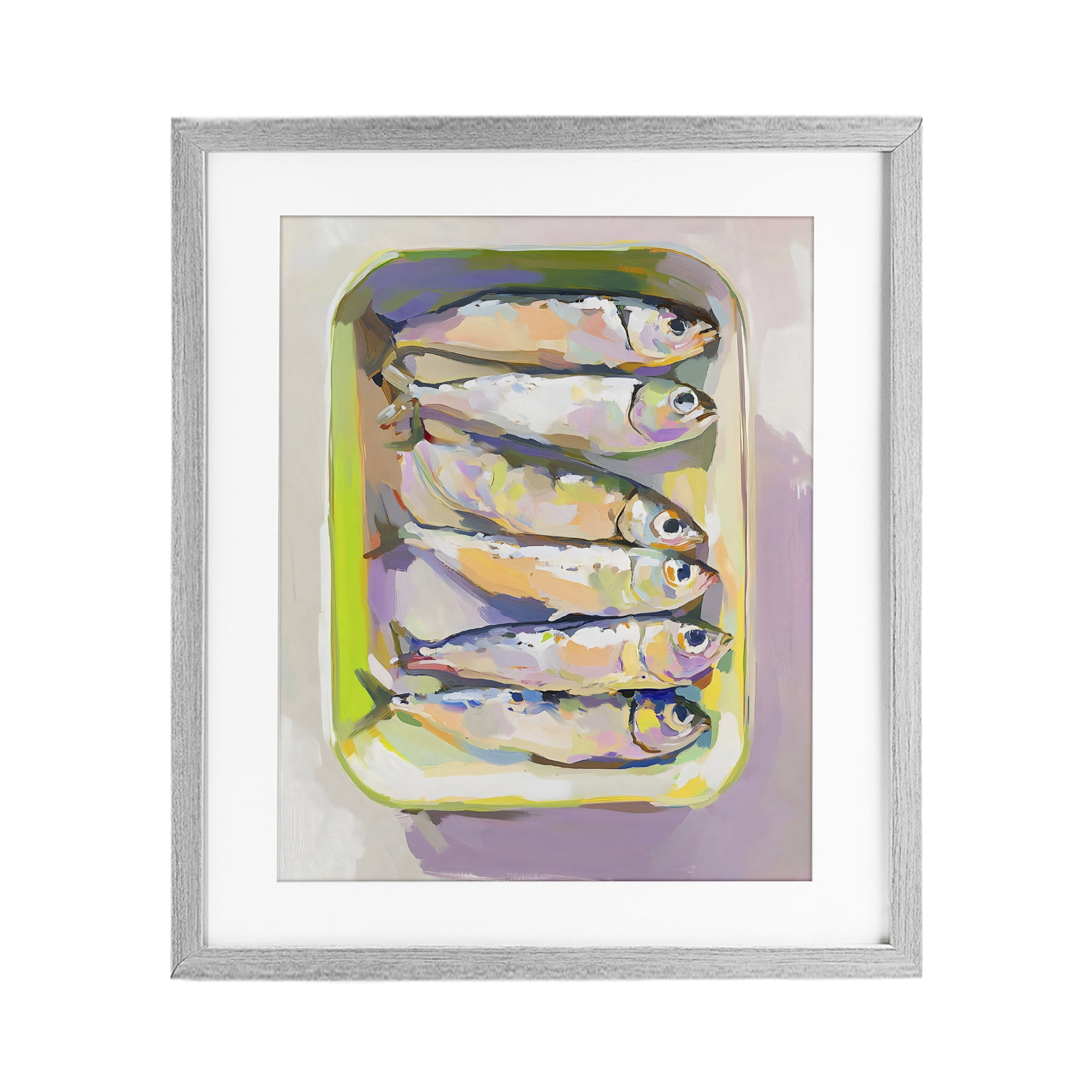 Stupell Industries Vibrant Hued Sardines Gray Framed Print Under Glass, design by The Prints Vibe