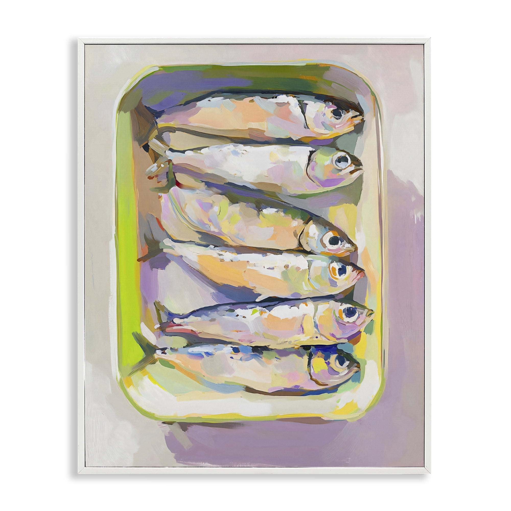Stupell Industries Vibrant Hued Sardines White Framed Giclee Art, design by The Prints Vibe