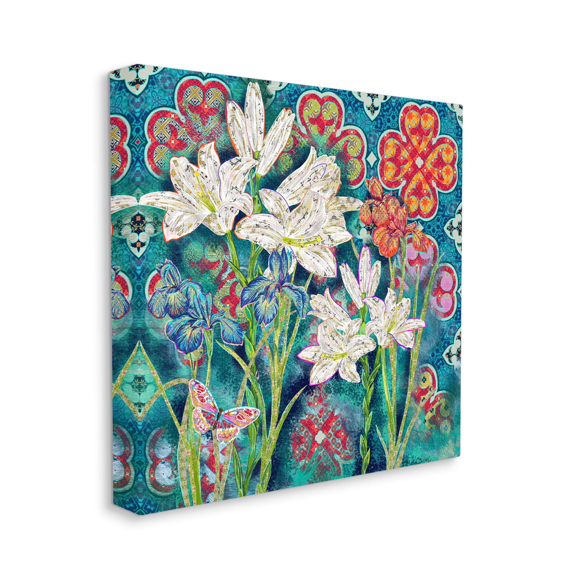 Stupell Industries Vibrant Lilies Abstract Butterfly Geometric Pattern Canvas Wall Art by Sangita Bachelet