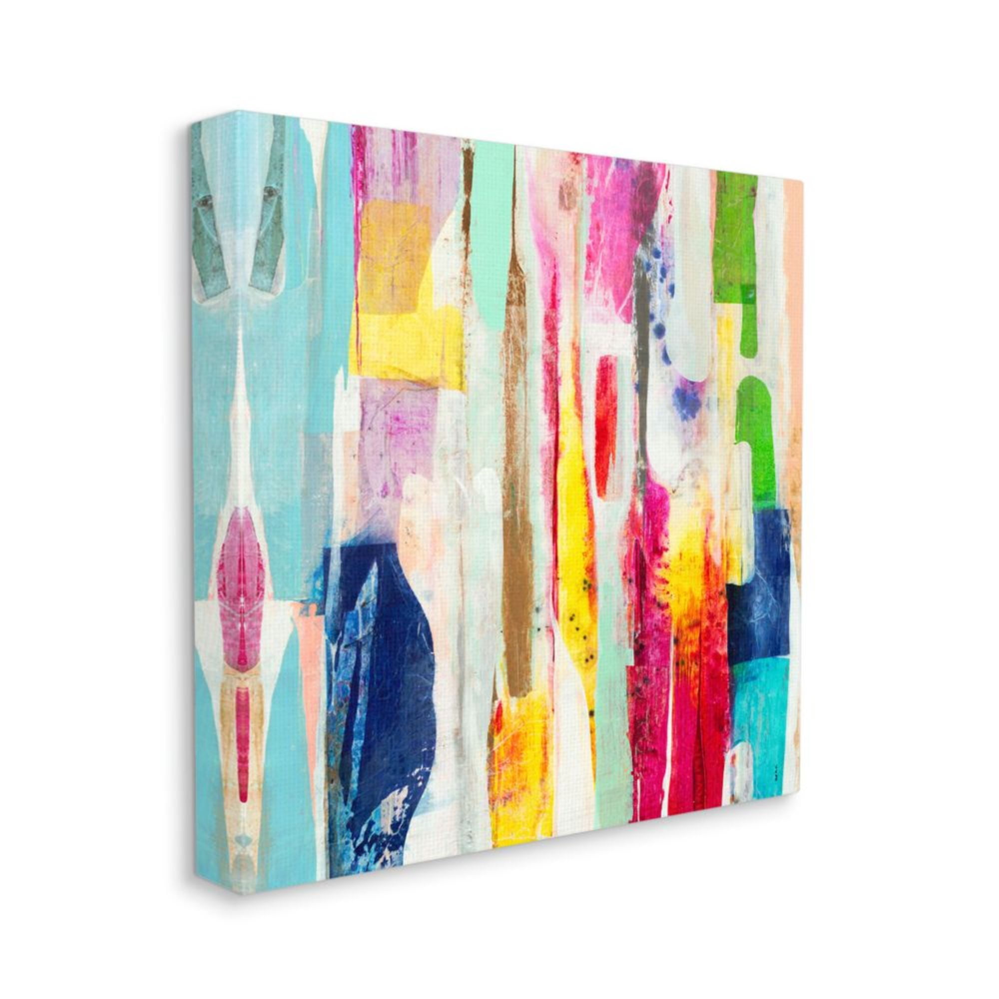 Stupell Industries Vibrant Linear Abstract Shapes Blue Pink Yellow Design by Third and Wall, 24" x 24"