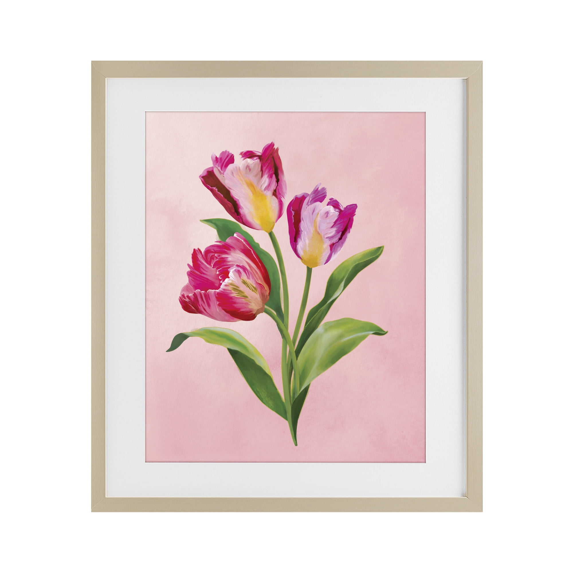 Stupell Industries Vibrant Magenta Tulips Birch Framed Print Under Glass, design by Diane Neukirch