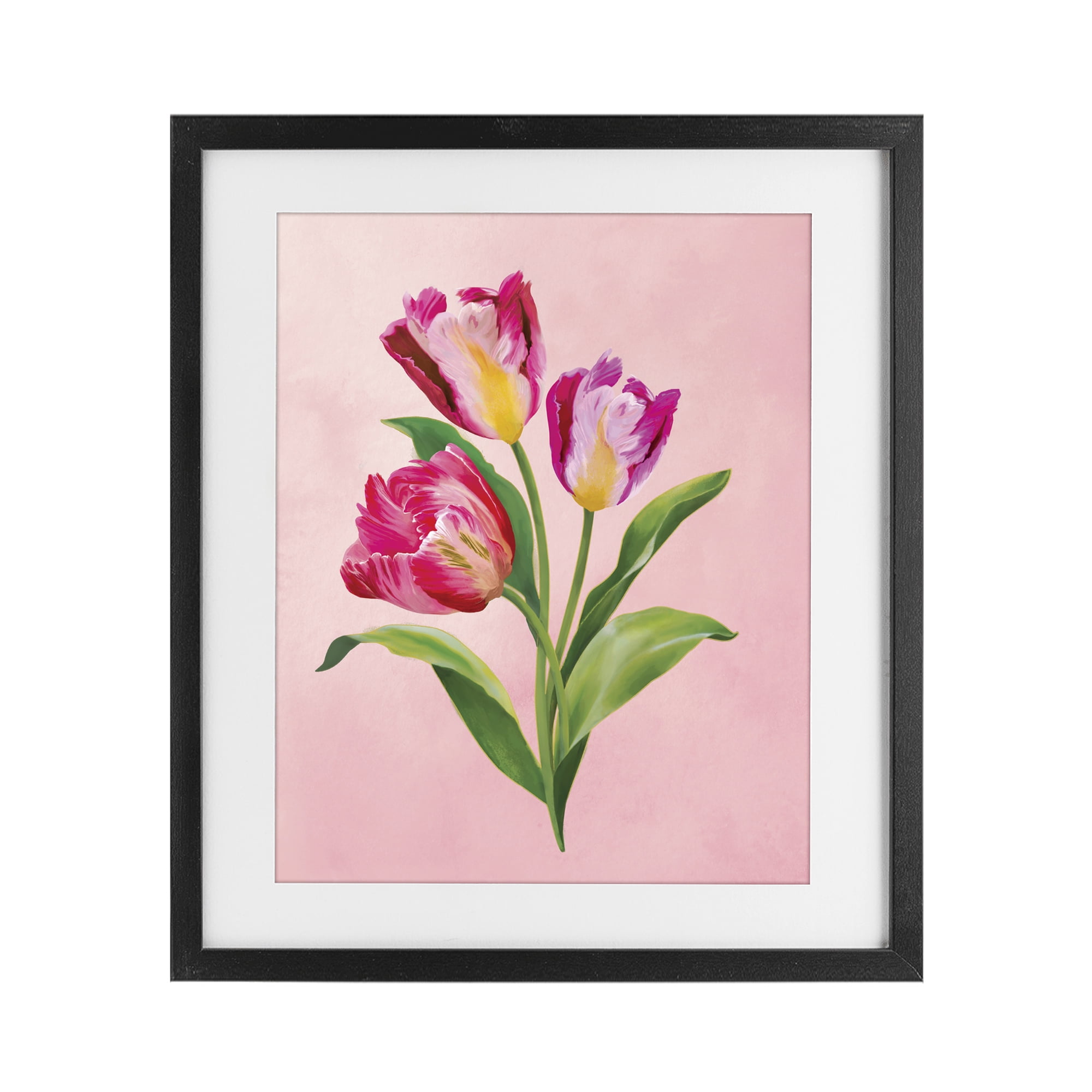 Stupell Industries Vibrant Magenta Tulips Black Framed Print Under Glass, design by Diane Neukirch
