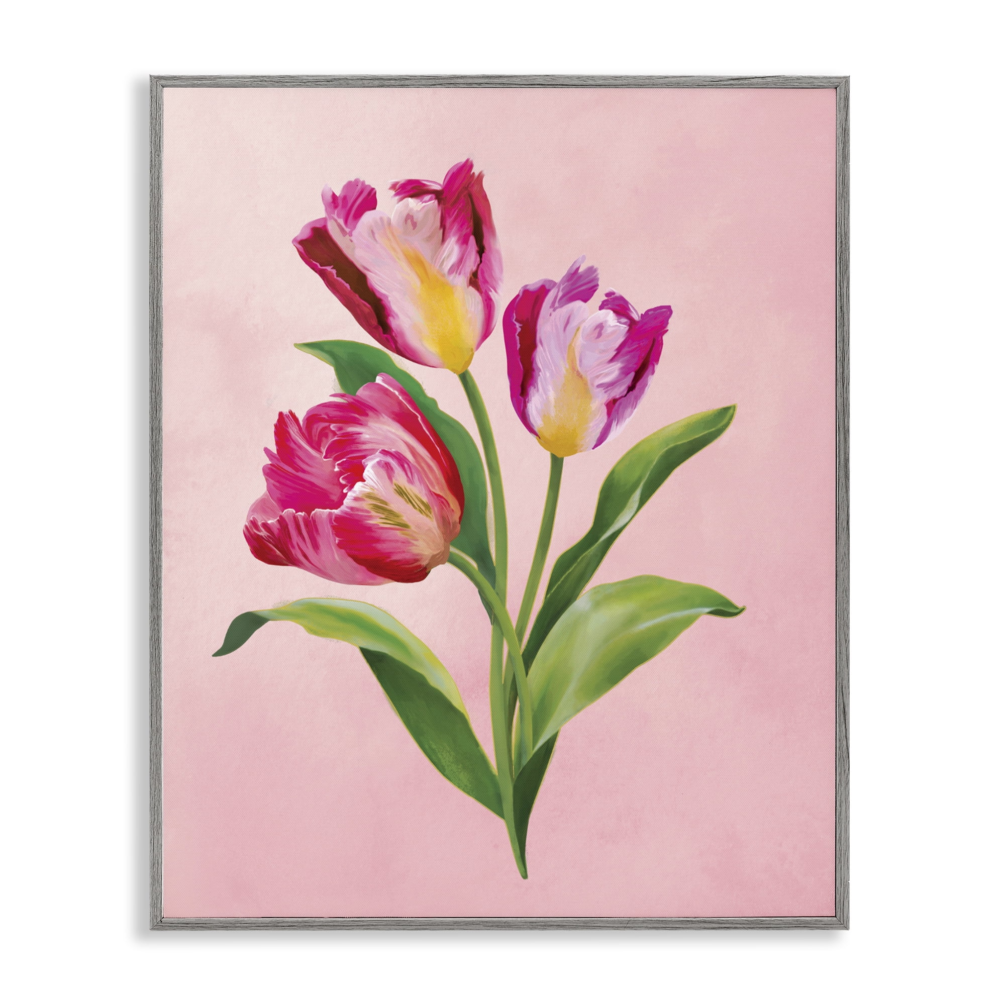 Stupell Industries Vibrant Magenta Tulips Gray Framed Giclee Art, design by Diane Neukirch